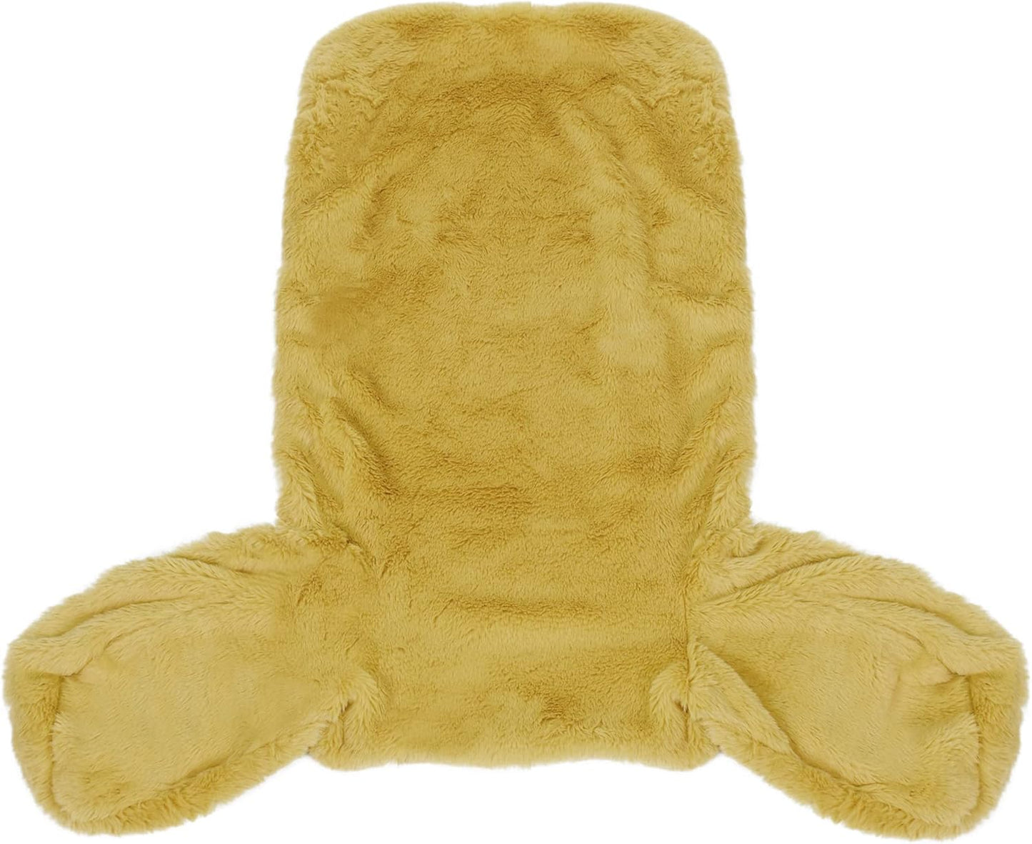 Faux Fur Reading Pillow Cover (Cover ONLY, NO Filler) for Shredded Stuffings, Removable Bed Rest Pillow Cover with Arms Pockets (Zipper Length 15.8"), 30 Inch High, Yellow