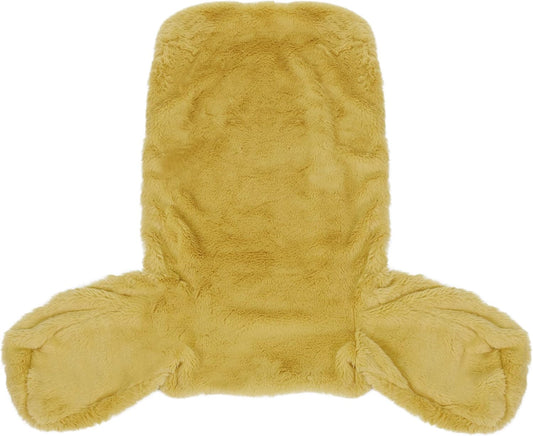 Faux Fur Reading Pillow Cover (Cover ONLY, NO Filler) for Shredded Stuffings, Removable Bed Rest Pillow Cover with Arms Pockets (Zipper Length 15.8"), 30 Inch High, Yellow