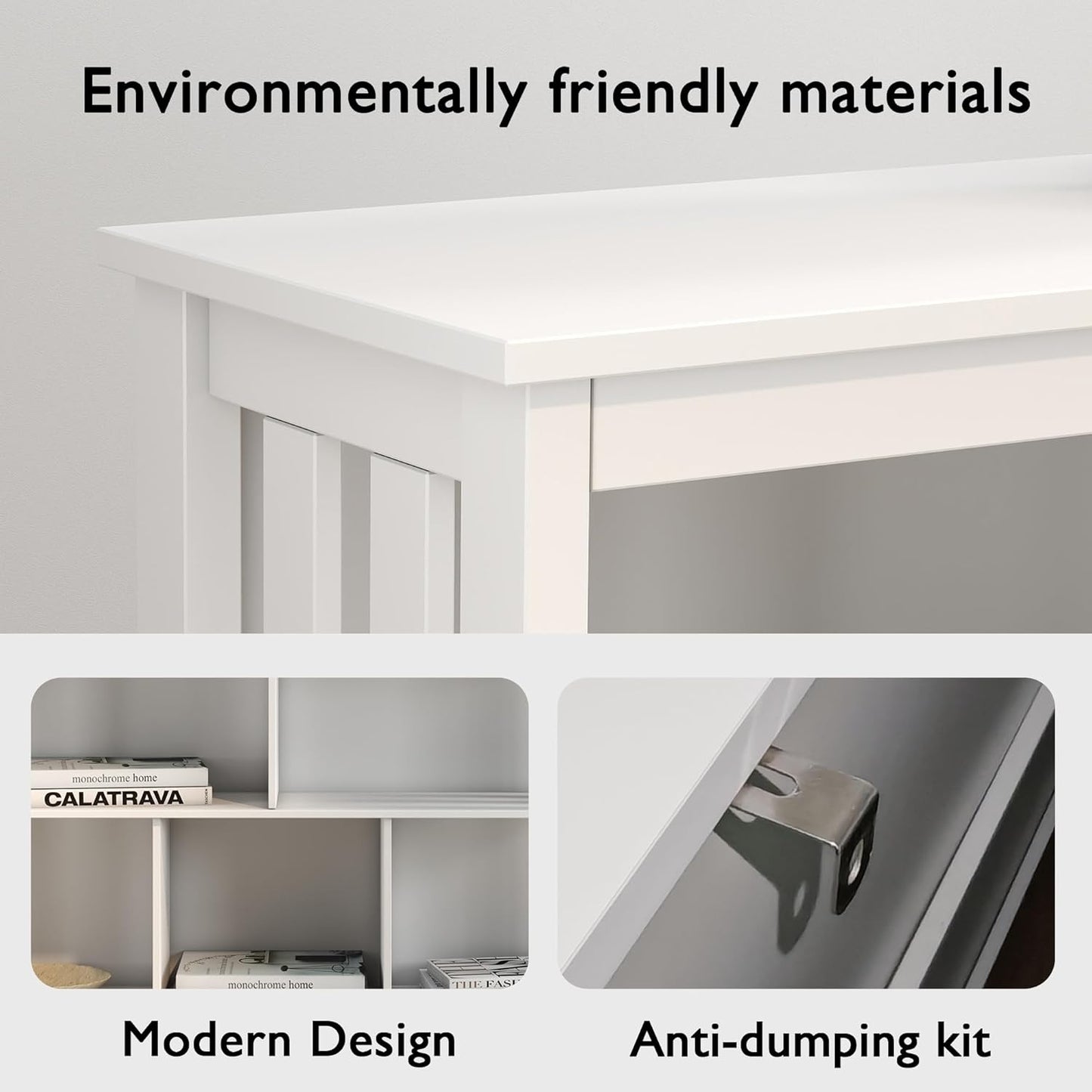TaoHFE White Horizontal Bookshelf Horizontal Bookcase Low Bookshelf Office Shelves