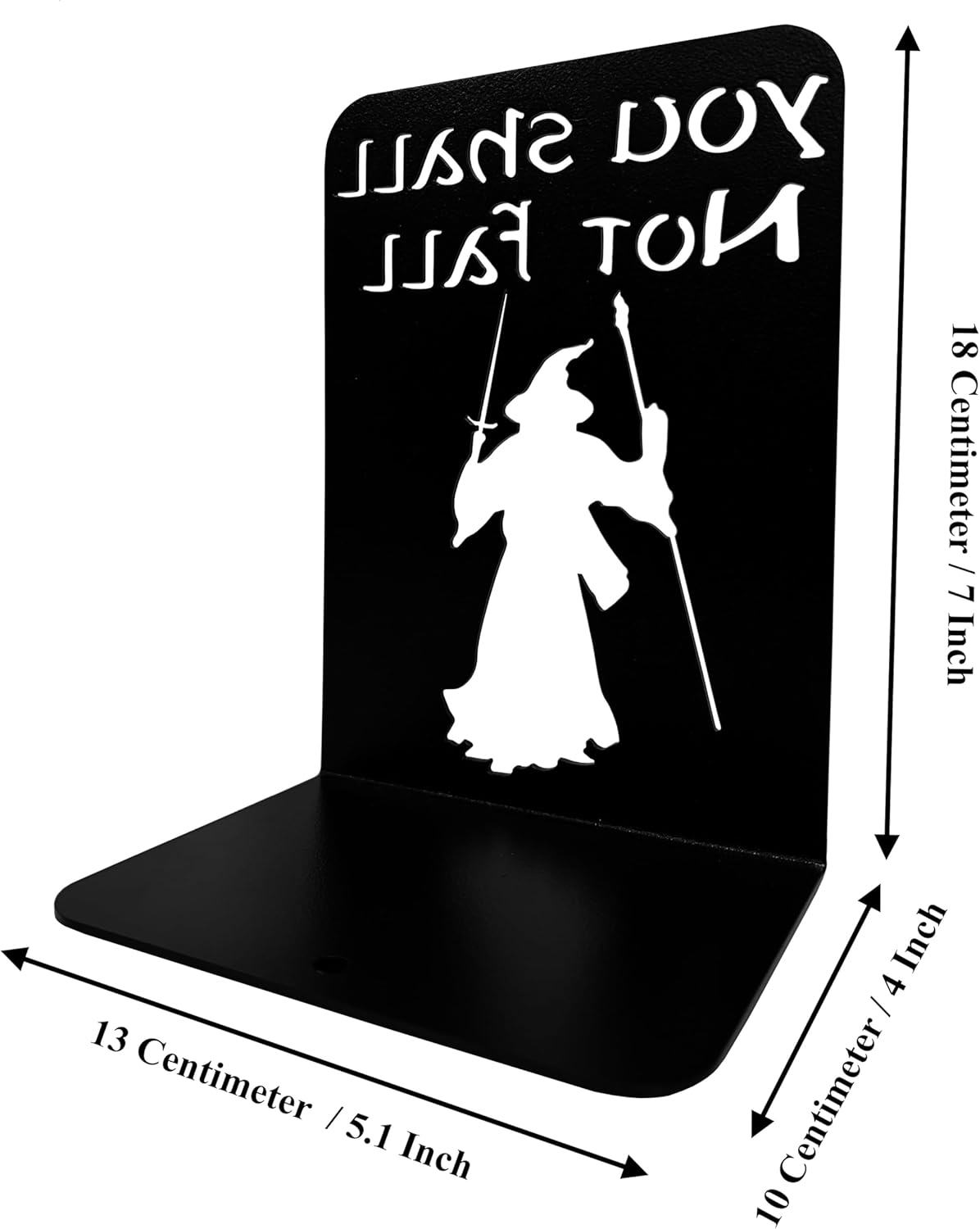 Decorative bookends for Shelves, You Shall Not Fall, Decorative Metal Book Ends, Unique Book Support, for Home/Office Decor/Shelves, 7 Inch Tall/A Pair