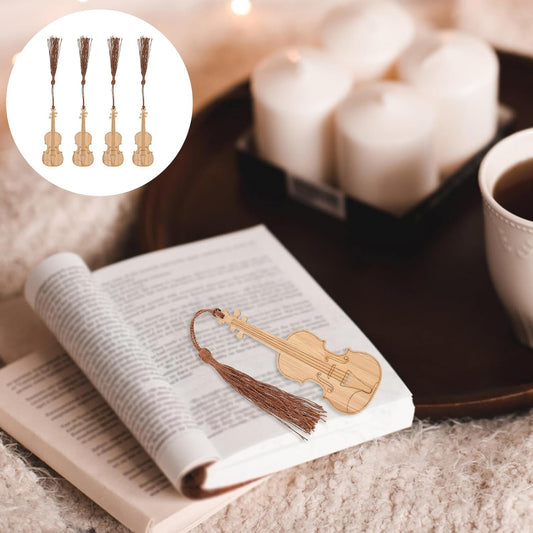 EXCEART Violin Shape Bookmarks with Tassel Set 16Pcs Decorative Book Page Markers for Reading Office Library Home Use Music Instrument Design