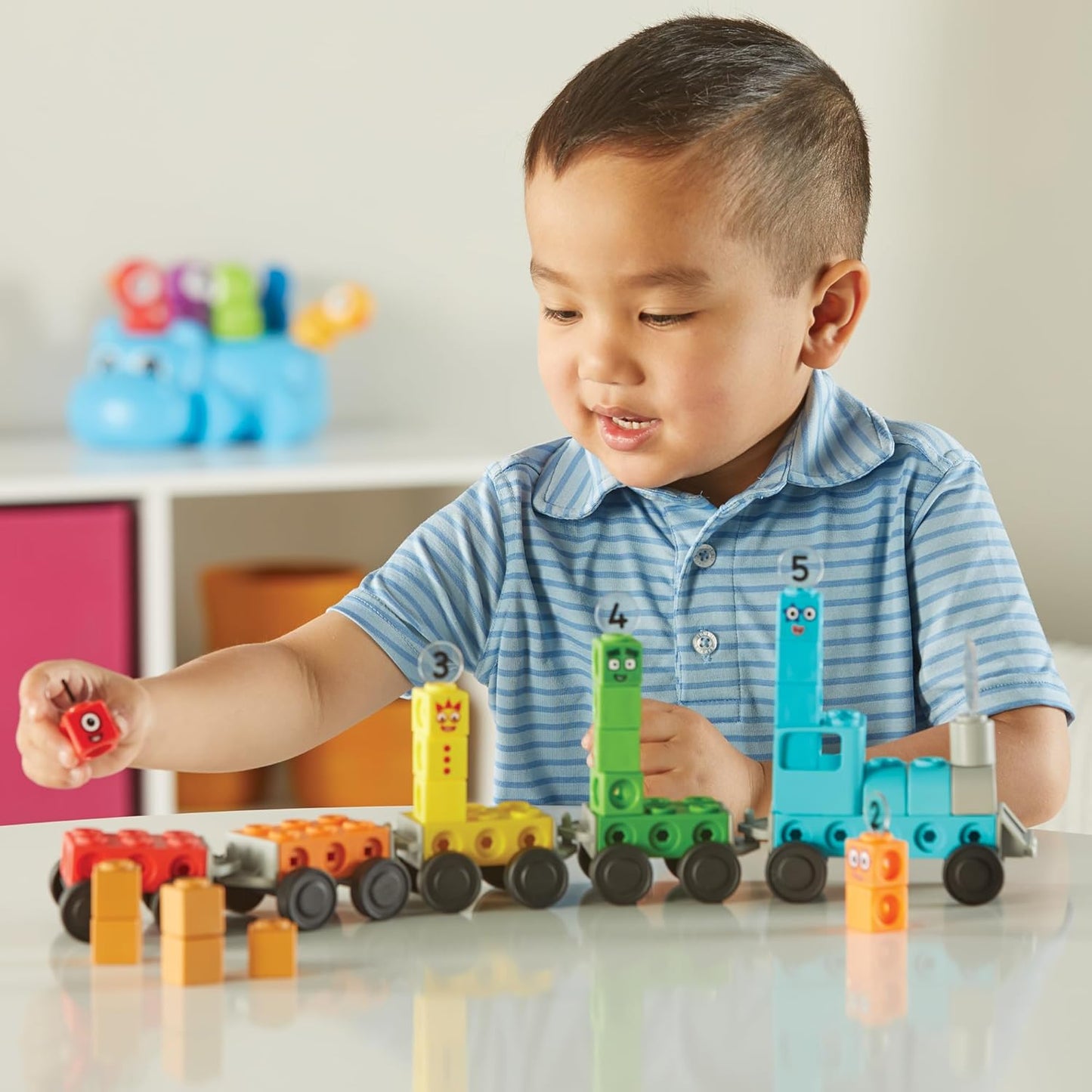 hand2mind Numberblocks Express Train MathLink Cubes Activity Set, Preschool Learning Activities, Train Toy, Counting Blocks, Number Toys, Kids Educational Toys, Math Manipulatives for Preschoolers