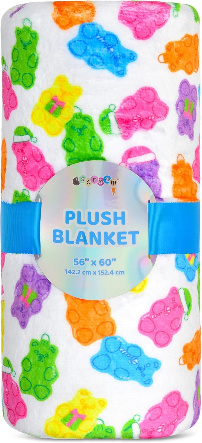 iscream Holiday Brights Silky Soft Plush 56" x 60" Premium Fleece Print Throw Blanket - Beary Holidays