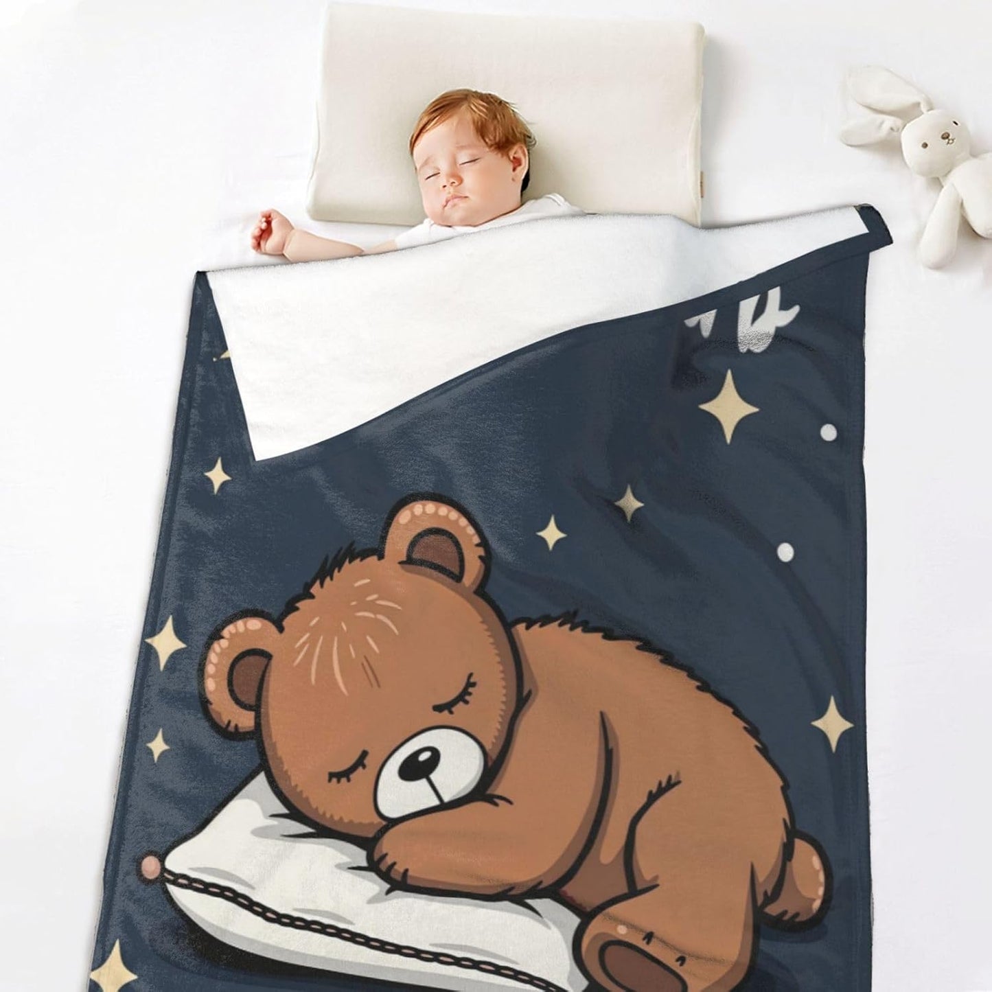 Cute Bear Throw Blanket, Bear Lovers Gifts Blanket, for Couch, Bed, Travel & Outdoor, Cozy Fluffy Fuzzy Blankets for Women Men 50"x40"
