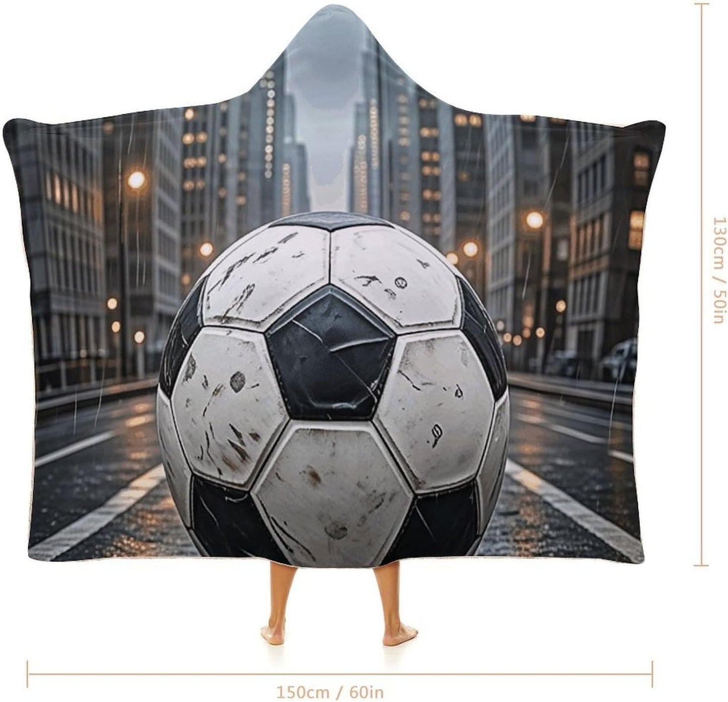 Soccer Wearable Hoodie Blanket for Women Men Fleece Blanket with Hood Oversized Warm Cozy Gifts