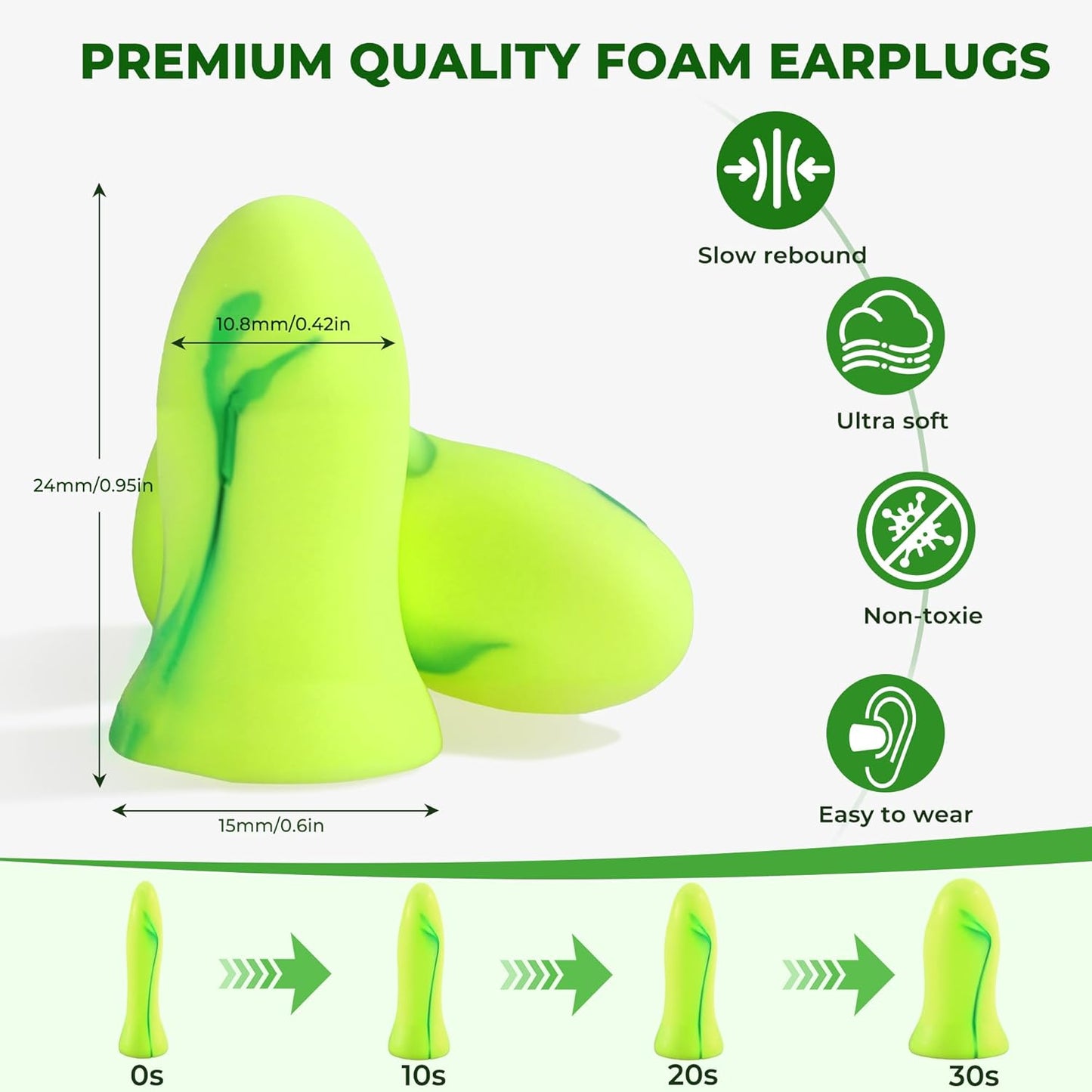 10 Pair Soft Foam Earplugs,34dB Highest NRR, Noise Cancelling，Individually Wrapped,Reusable for Sleeping, Snoring, Loud Noise, Traveling, Concerts, Studying,Work,Construction, Shooting