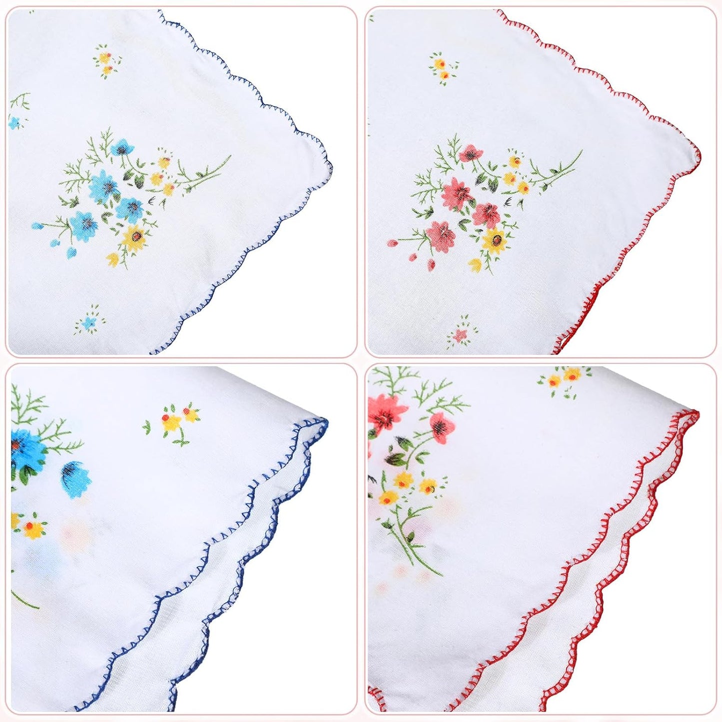 SATINIOR 45 Pieces Vintage Floral Print Handkerchiefs Women Soft Cotton Hankies Ladies Hankies