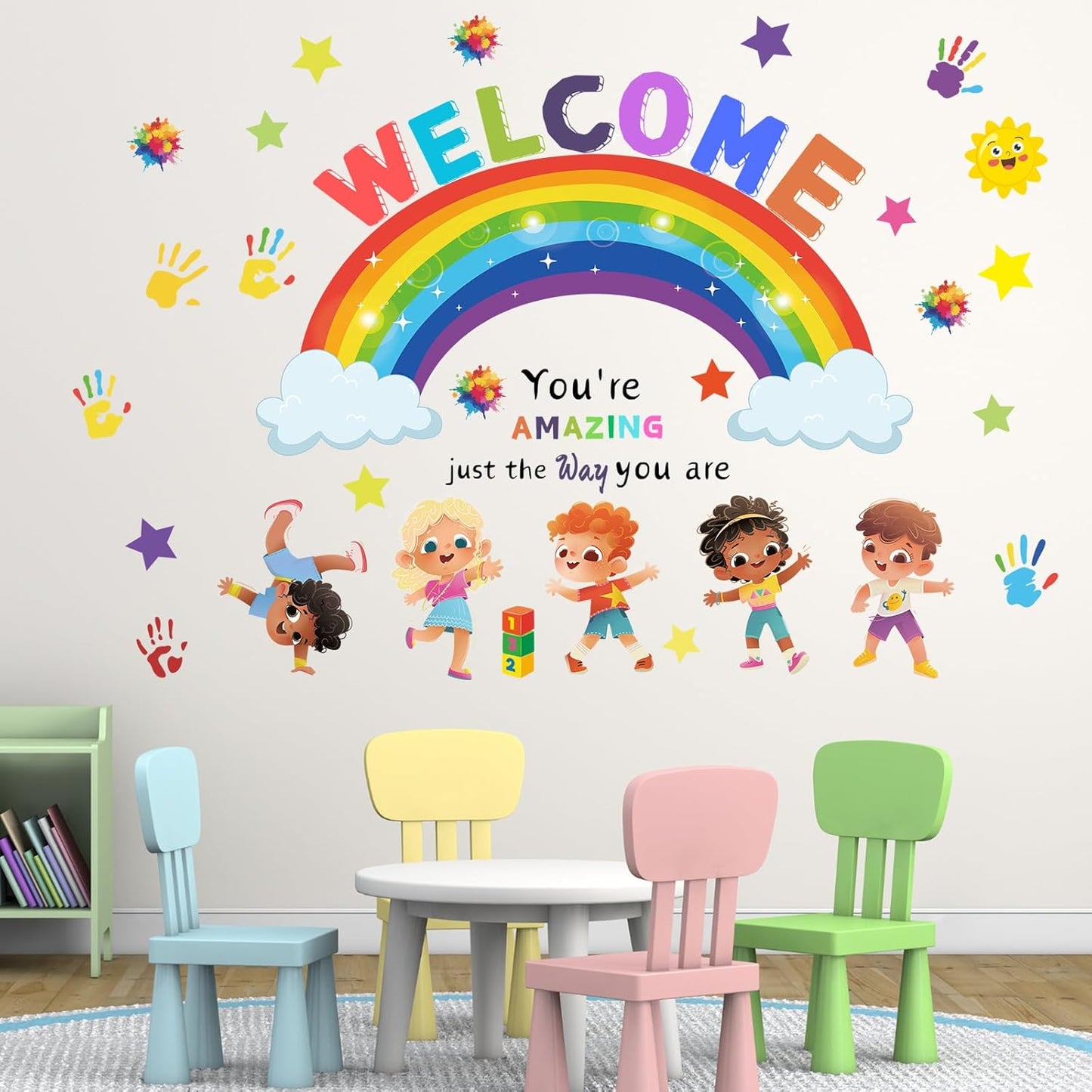 You are Amazing Inspirational Quotes Classroom Wall Stickers - Reading Corner Rainbow Wall Decals Peel and Stick Wall Art Stickers for Reading Room Classroom Nursery Kids Room Decor