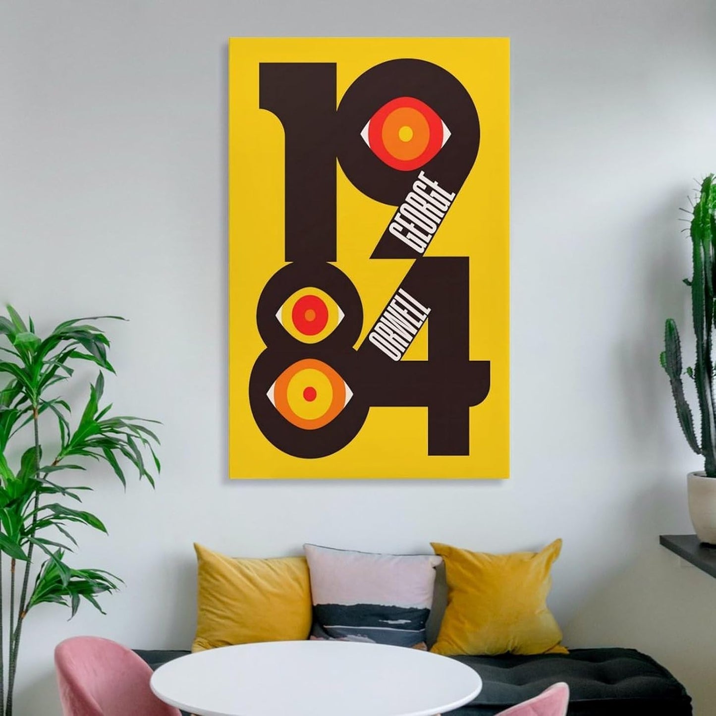 1984 George Orwell Nineteen Eighty Four Graphic Book Cover Canvas Printing Wall Art Scandinavian Style Prints Vintage Posters Design Wall Decor for Living Room Bedroom Reading Nook 12x18inch(30x45cm)