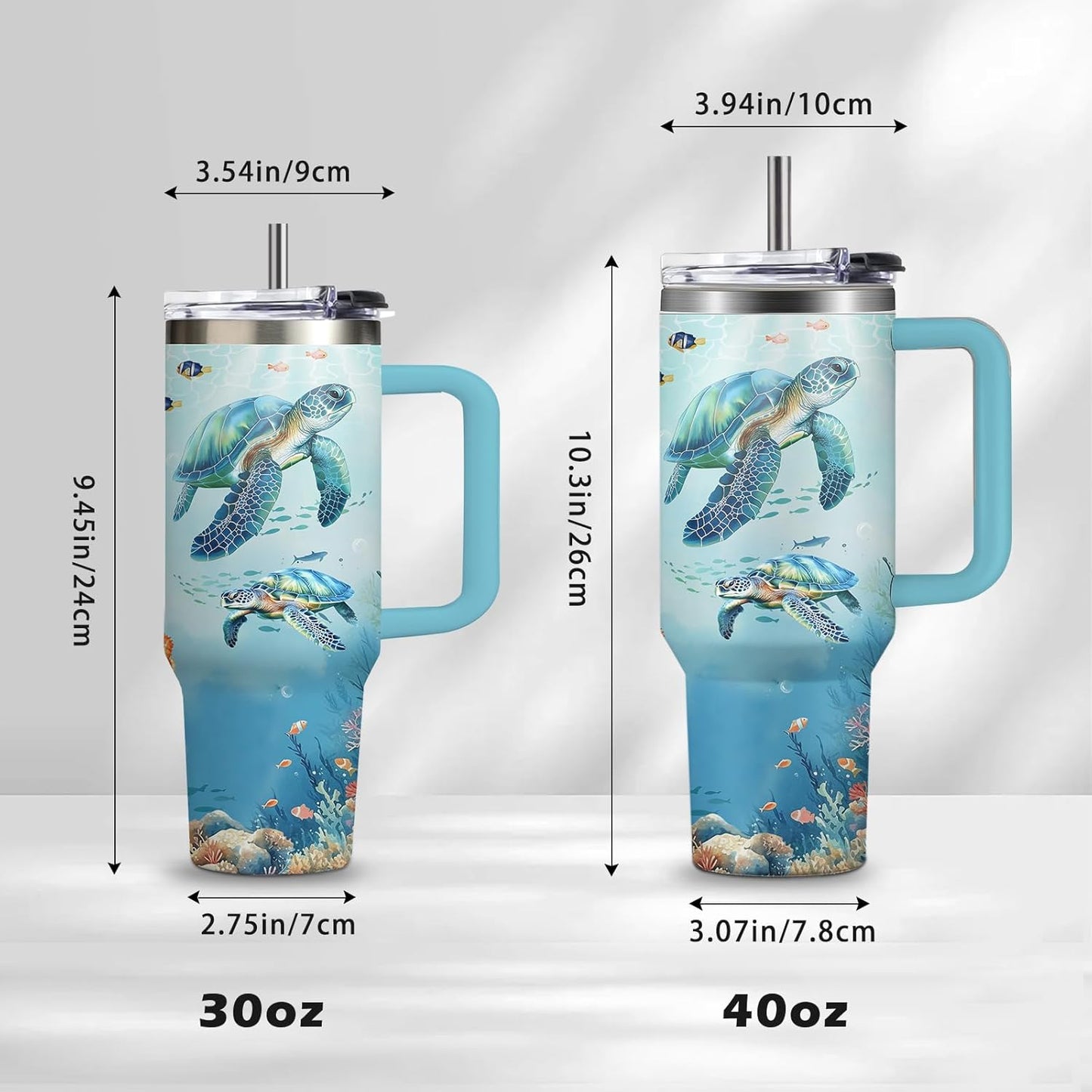 Sea Turtle Tumbler Gift for Women - 30oz Ocean Themed Stainless Steel Water Cup with Turtle & Marine Life Designs, Insulated Travel Cup for Beach Lovers & Marine Conservation Supporters