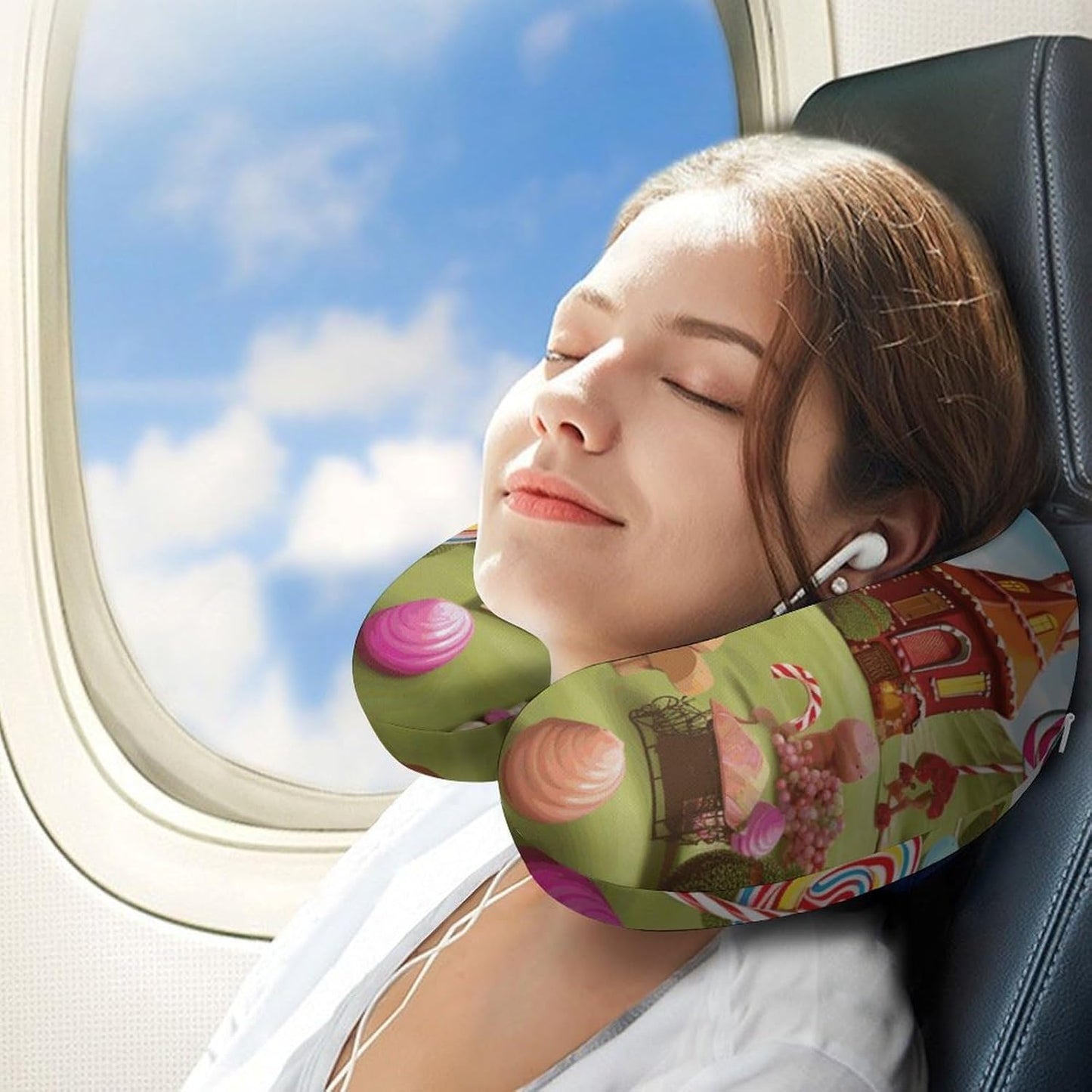 Land Neck Pillow Memory Foam U Shaped Pillows Portable Pillows for Shoulder Travel Head Support Pillow with Concealed Zipper for Airplane Car Home Office