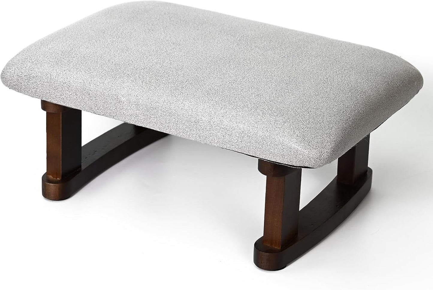 Small Footstool Office Under Desk Ottoman Padded Hassock 16.1"(41cm) x 6.7"(17cm) with Wooden Legs Modern Living Room Bedroom Work Nail Salon Compact Footrest Stool Relaxation Rest Foot Stool (Grey)