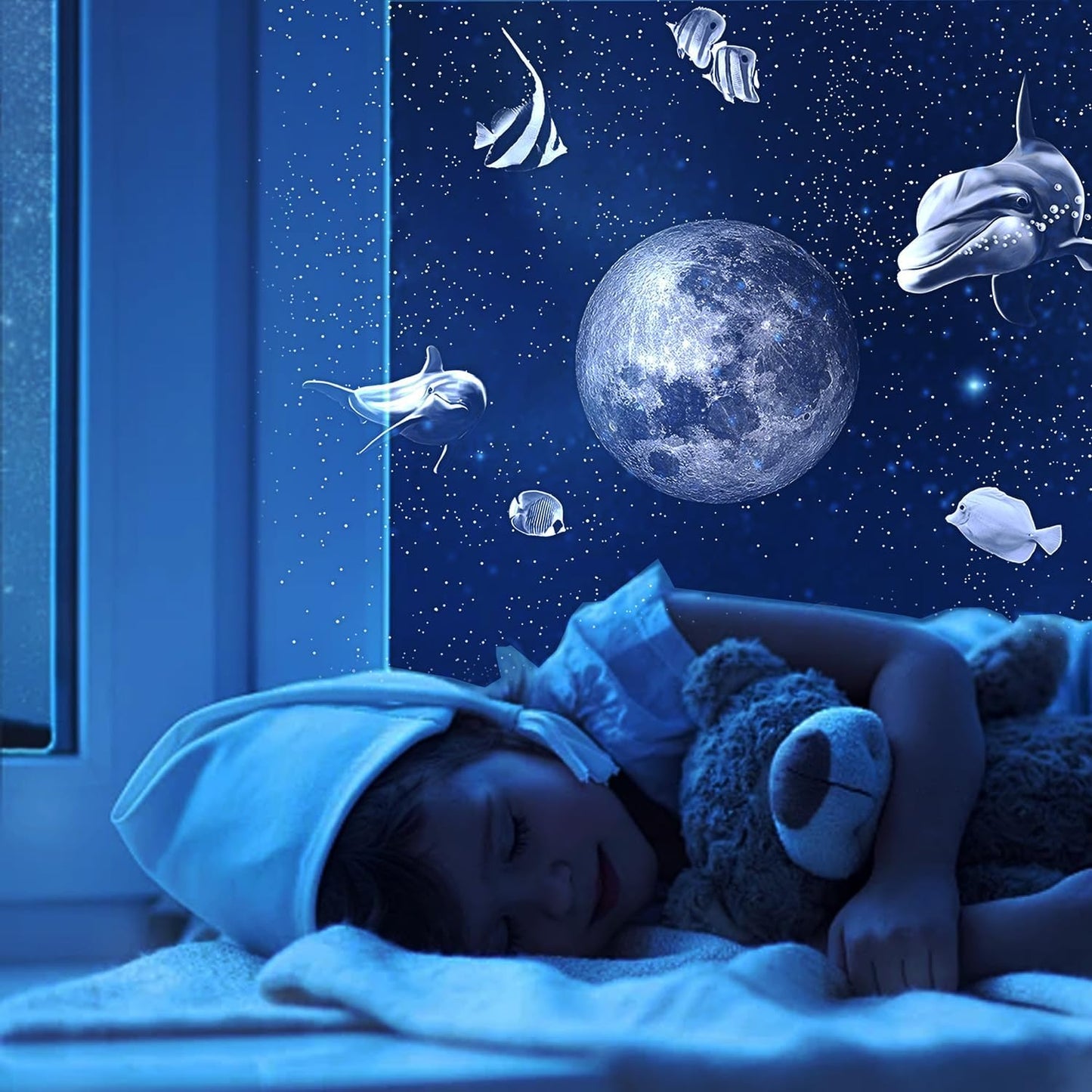 HD Moon Projector Shooting Star Manual Focus,Romantic LED Night Light Bedroom Atmosphere Projection Decoration