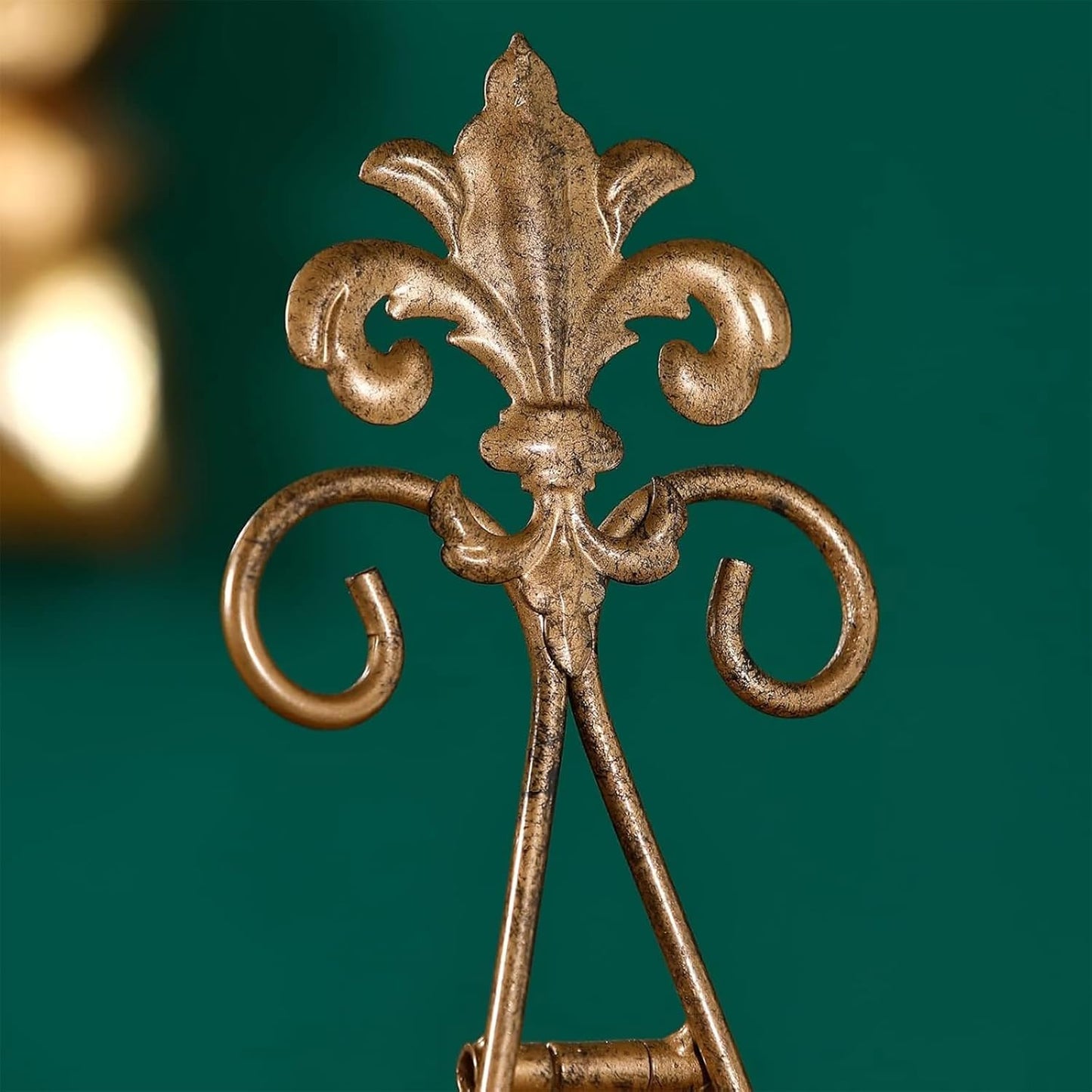13.8" H Fleur-de-Lis Easel Stand,Metal Book Stand, Plate Holder Display Stand, Picture Frame Stand, Home Decor (Bronze)
