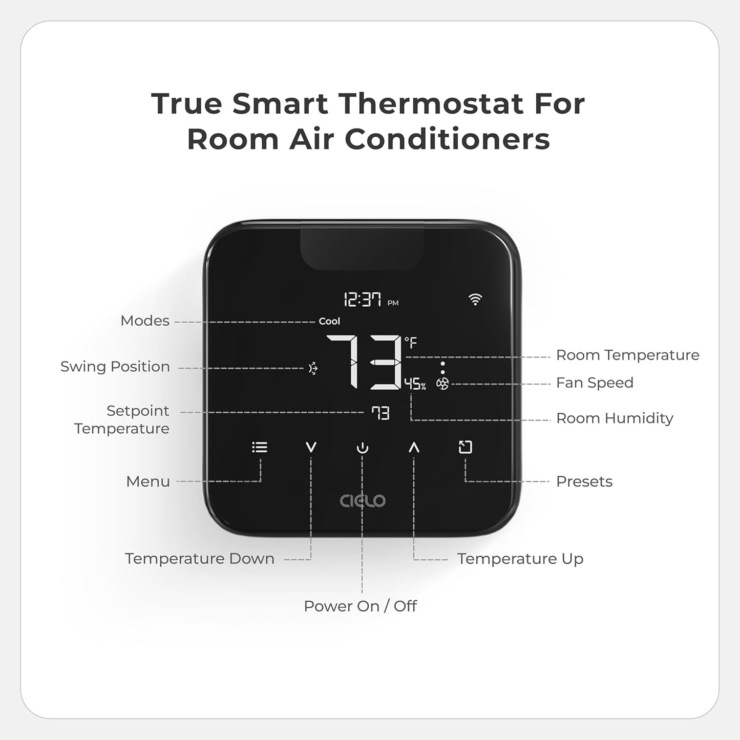 Breez Max Smart AC Controller | AHR Product of the Year WiFi Thermostat for Mini-Split, Window, Portable AC/Heat Pump | AI-Based Tech | Free App, No Subscription | Alexa, Google, IFTTT etc. (Black)