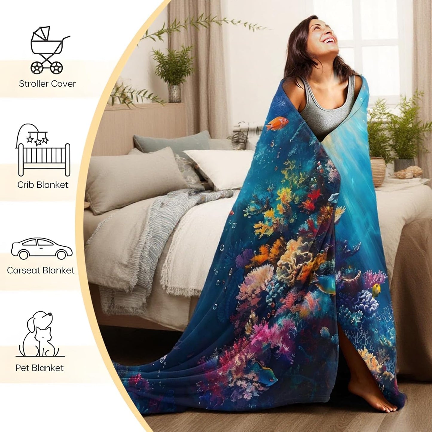 Vintage Floral Blanket, Soft Cozy Lightweight Blue and Yellow Wildflowers Throw Blanket for Women Girls Kids Teens, Sofa Couch Bed 50x60 Inch Flannel Blankets for Travel Decor Gifts