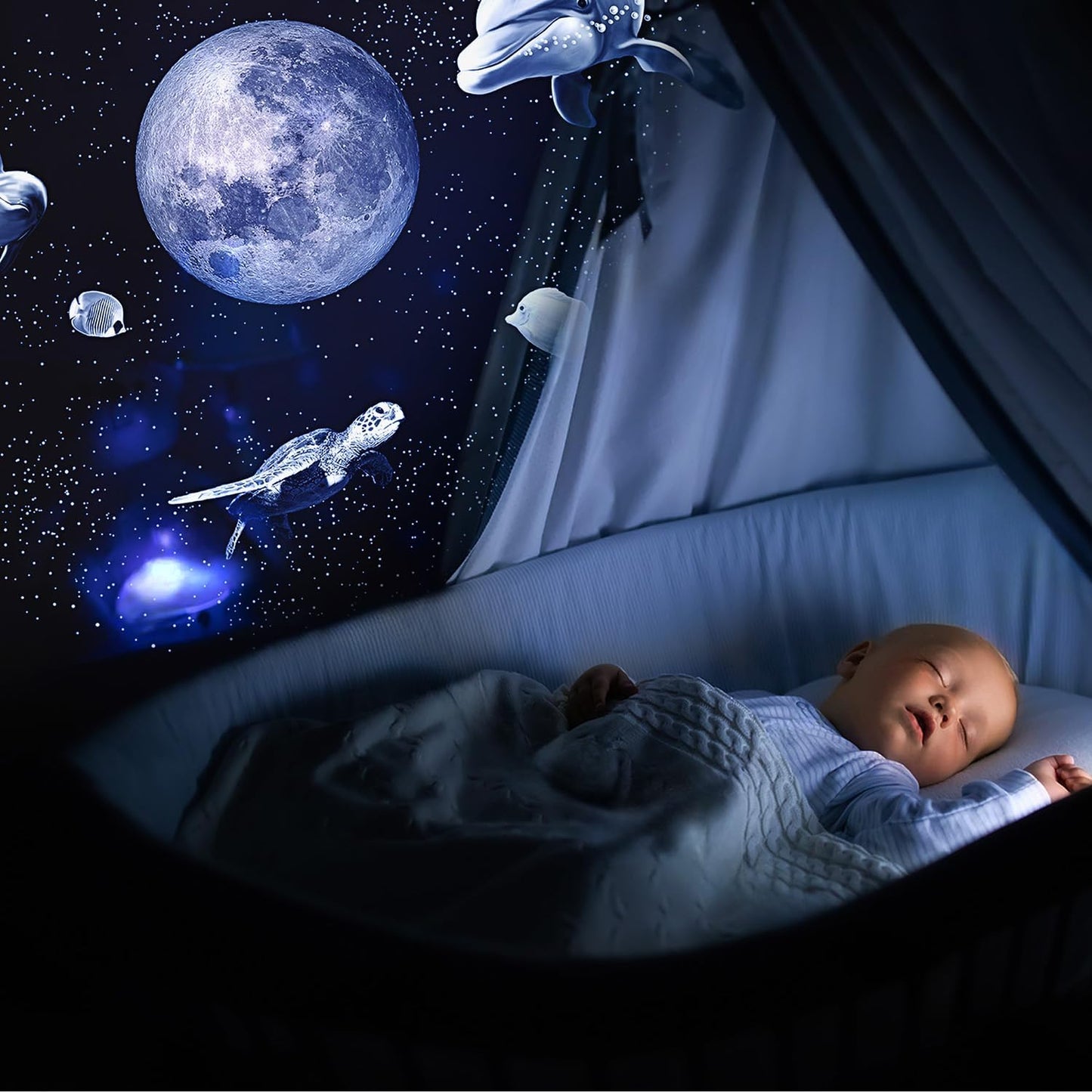 HD Moon Projector Shooting Star Manual Focus,Romantic LED Night Light Bedroom Atmosphere Projection Decoration