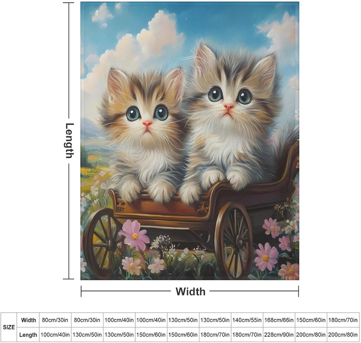 Cute Cat Throw Blanket for Couch Bed Plush Cozy Fuzzy Flannel Blanket for All Season 50"x60"