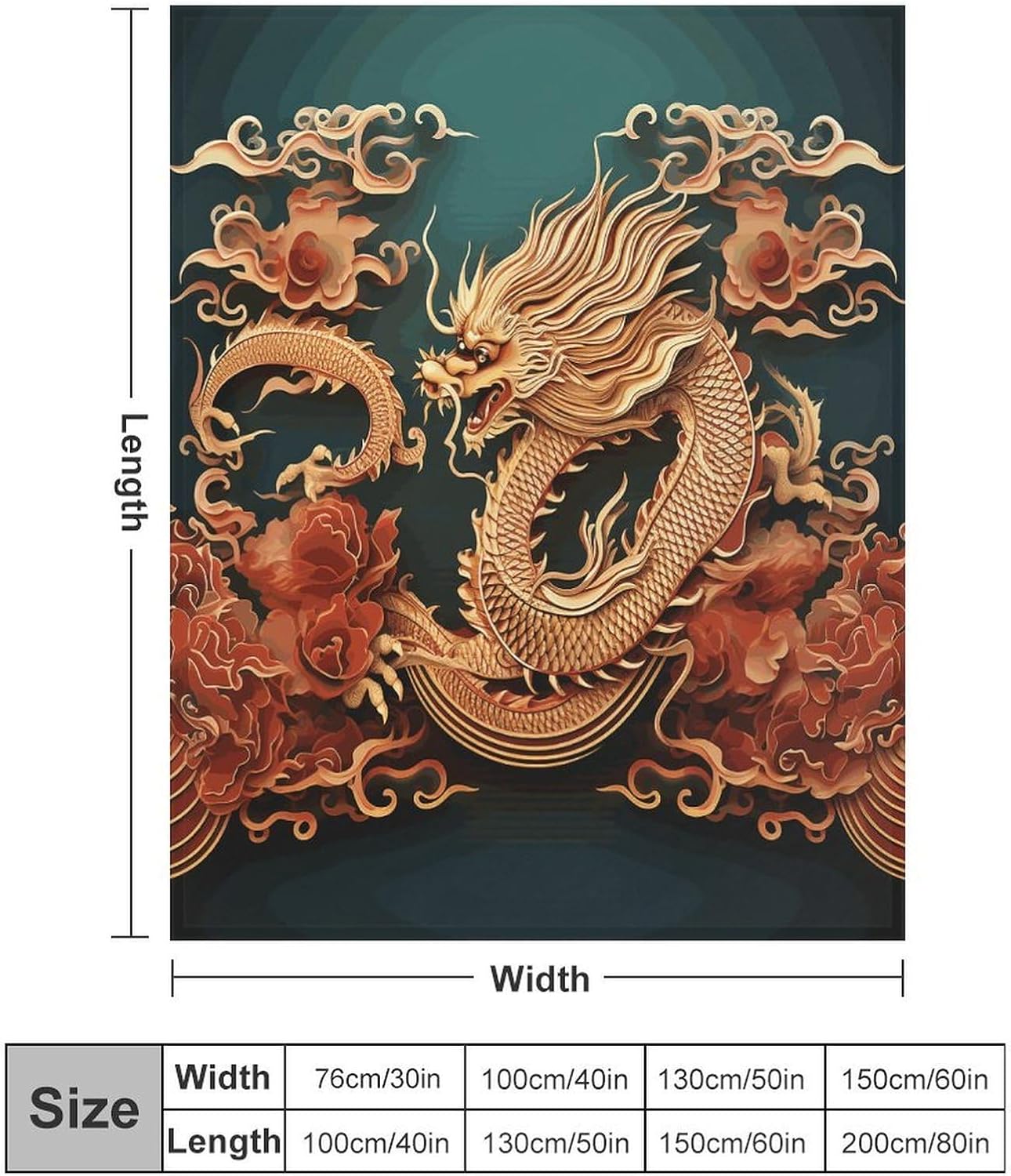 Dragon Chinese Background Throw Blanket for Couch Super Soft Warm Lightweight Throw Blankets Cozy Flannel Bed Blanket Cute Decorative Blankets for All Seasons Home Decor Gift 30"*40"（76 * 100cm）
