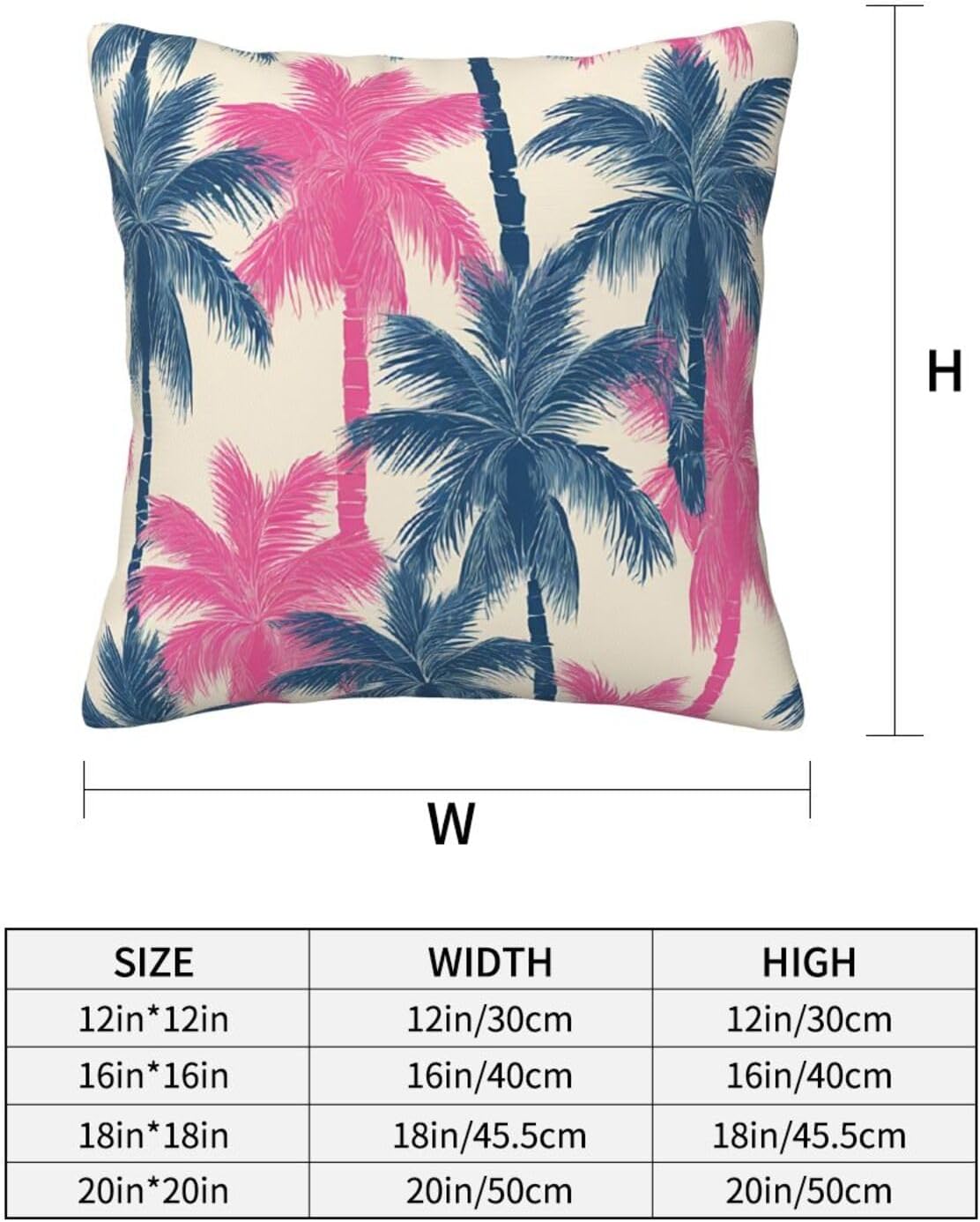 All-Season Square Pillow Covers 18"X18", Palm Tree Pattern, Decorative Throw Pillow Covers for Sofa Bed Couch, Hidden Zipper Cushion Cover, Square Lumbar & Accent Pillowcases for Home Decor