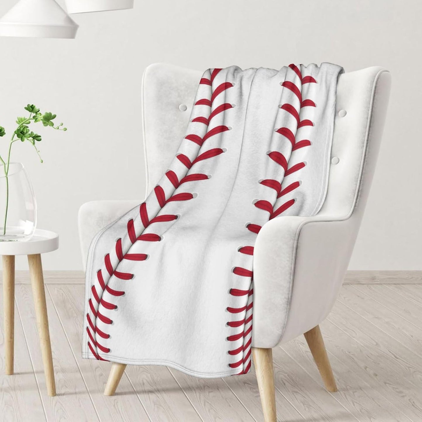 Baseball Blanket Gifts - 60"x80" Sports Throw Blanket for Adults, Kids - White Soft Plush Throws for Bed, Couch & Living Room