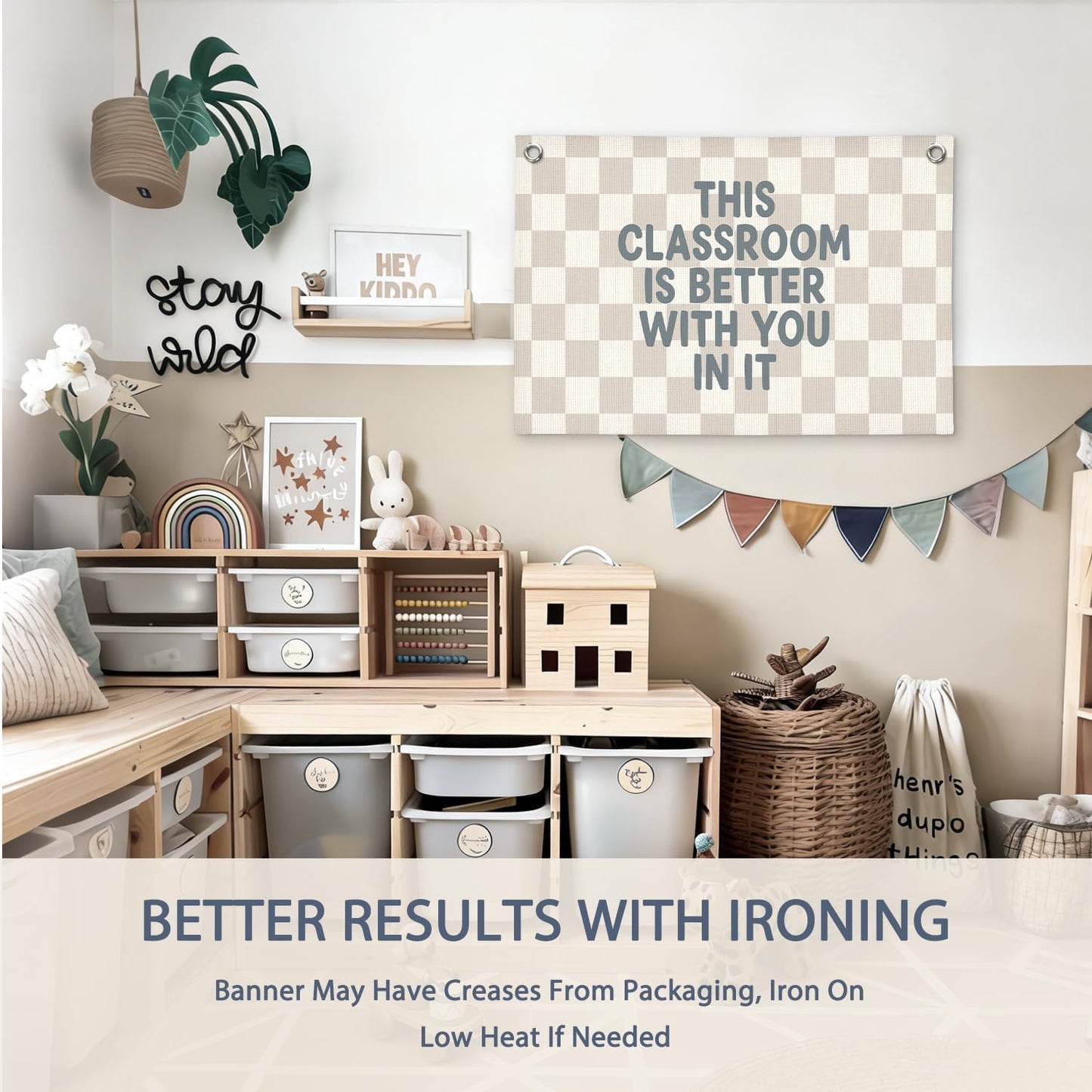 Boho Classroom Decor,Classroom Must Haves, Welcome Sign Canvas Banner Wall Hanging Banner Flag, Positive Affirmations Back To School This Classroom Is Better With You In It 30x20 inchs