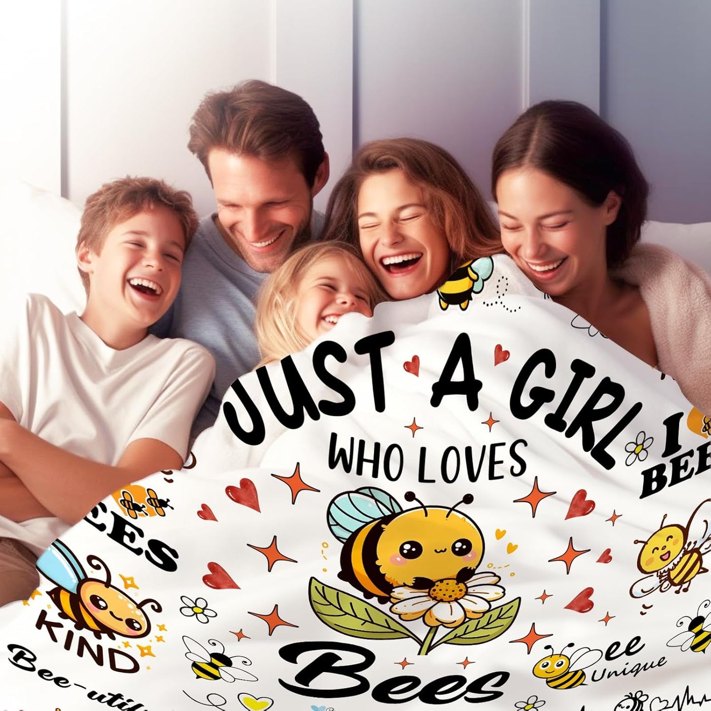 Cute Bee Blanket Bee Gifts for Women,Bees Lovers Throw Blanket,Funny Birthday Bees Themed Gifts for Girls Kids Adults Women 50"x 40"