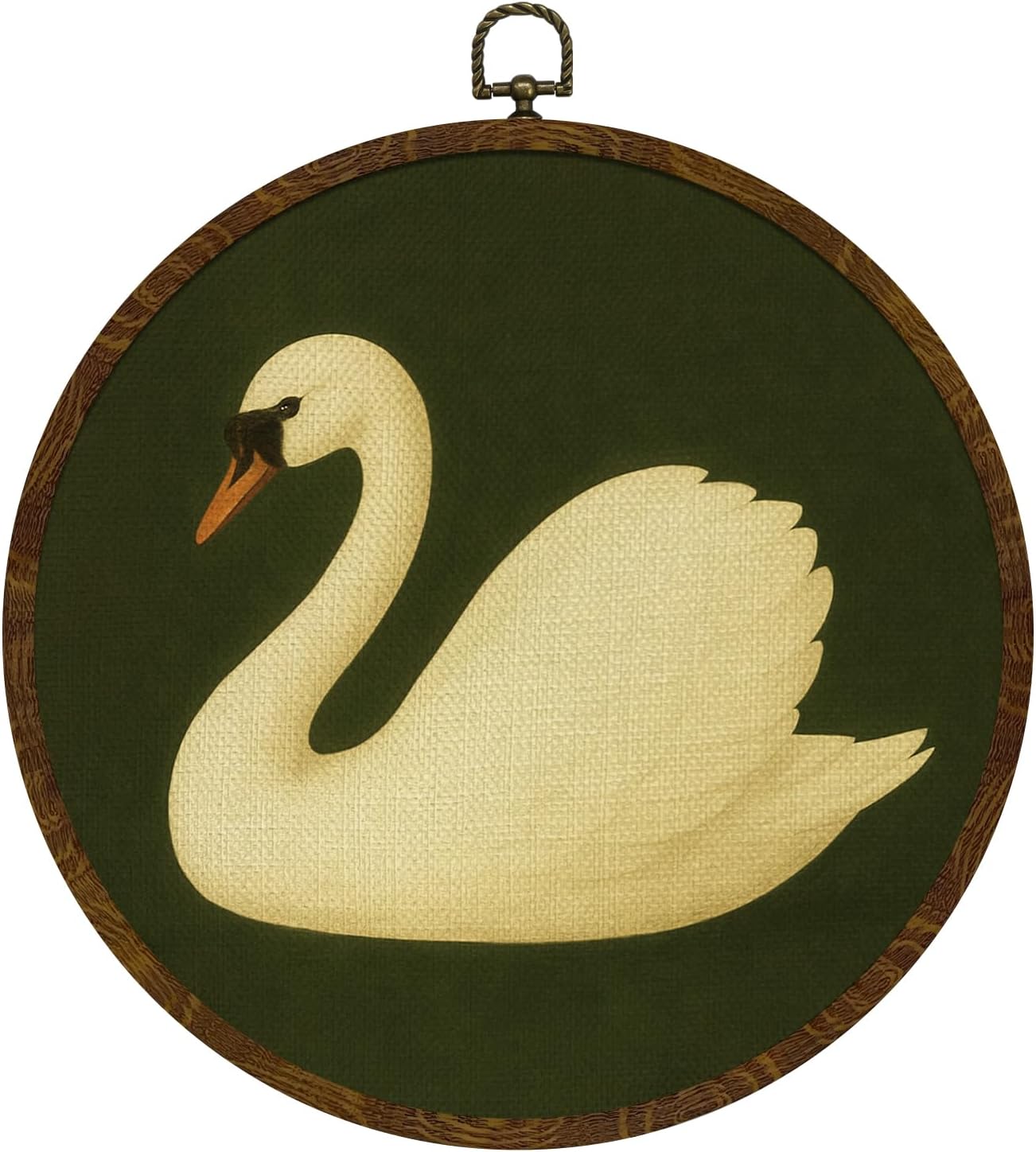 Vintage Swan Round Wall Art,Dark Moody Animal Canvas Print Home Wall Decor,Aesthetic Circular Frame Hanging Decor for Living Room Bedroom Gallery ,Unique Gift for Swan Lover, Neutral Retro Artwork 10x10Inch (White Swans-02)