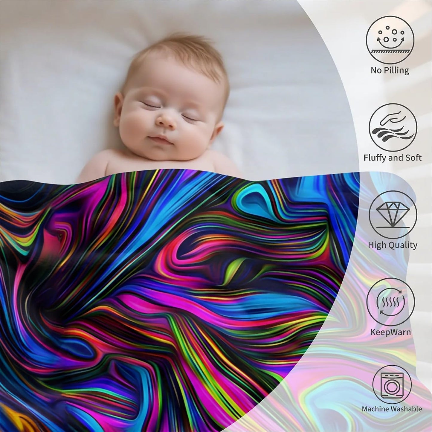 Colorful Fleece Throw Blanket 40 x 50 inches for Couch Sofa Bed,Super Soft Cozy Plush Microfiber Flannel Blanket Lightweight for Women, Men and Kids