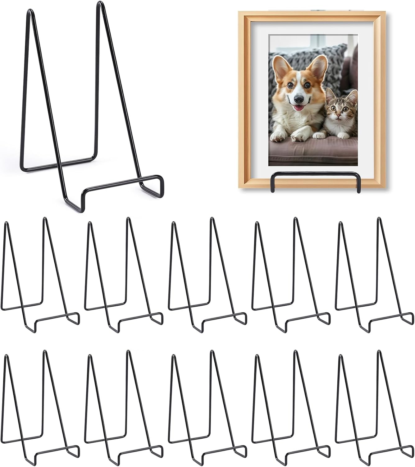 12 Pack 6 Inch Plate Stands for Display,Book Display Stand,Black Metal Decorative Plate Stand,Small Easels for Display,Suitable for Books, Desktop Art, Images, Photos,and Collages