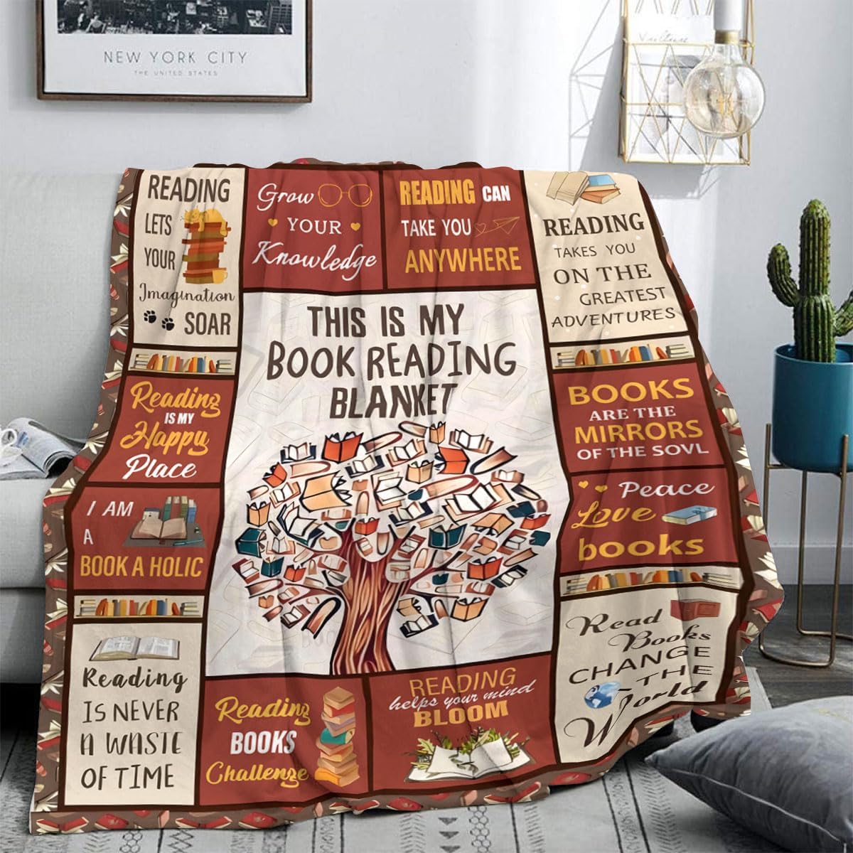 Book Lovers Gifts for Women Men Blanket, Bookish Gifts, Reading Librarian Bookworm Gift, Christmas Birthday Present for Readers Books Nerd Club, Book-Lover Throw Blankets 60"x50"