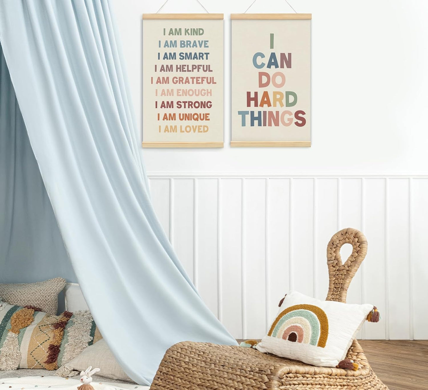 foedor Number Alphabet Poster Hanger Frame, Classroom Reading Corner Wall Decor for Kids Toddlers,Hanging Banner Decor for Nursery Girls Room Play Room, 16x24 Inch,Set of 2
