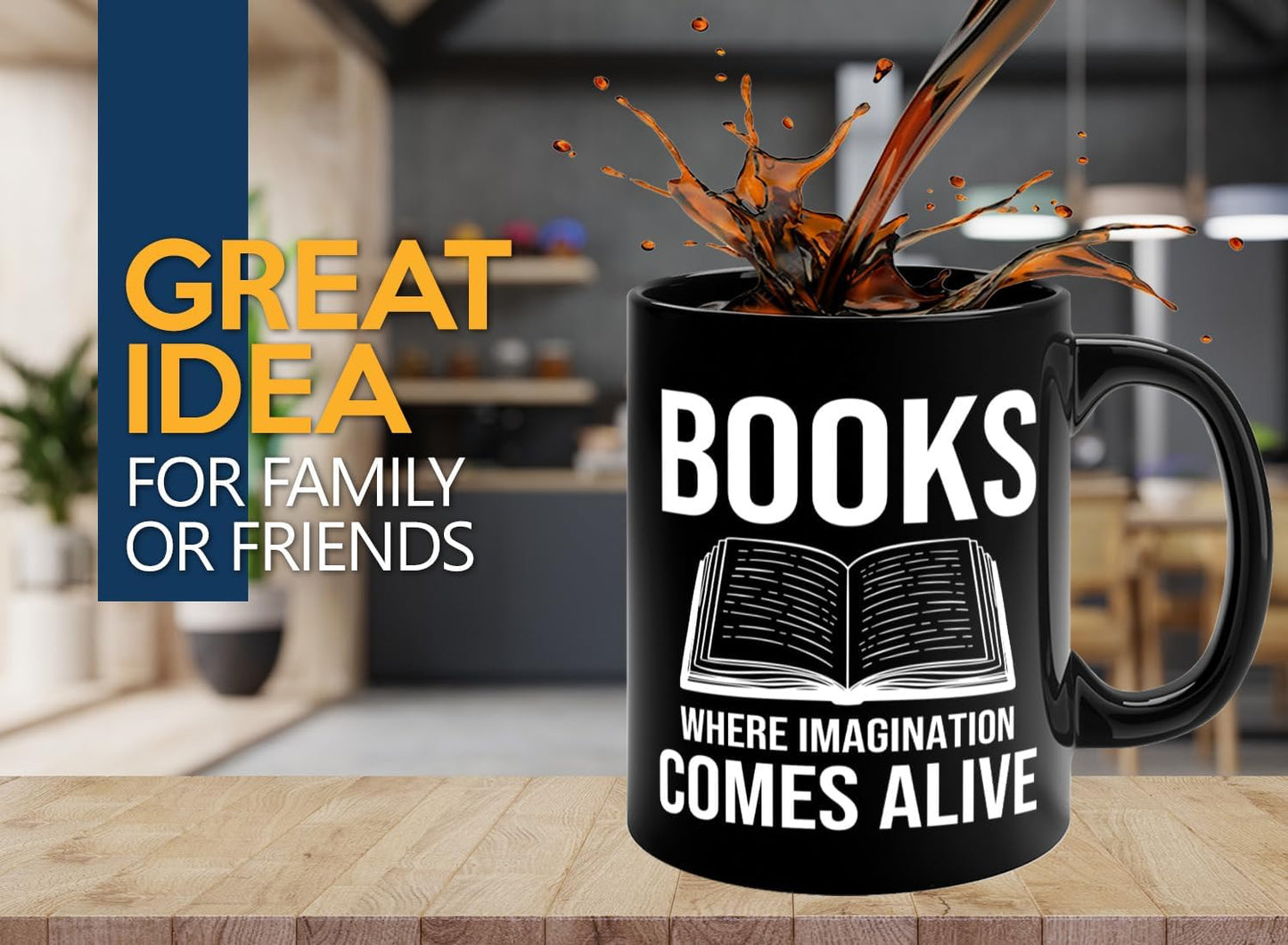 Book Lover Coffee Mug 11oz Black -Books Where Imagination - Bookworm Literature Library Book Lover Reader Booked Editor Intellectual Studious