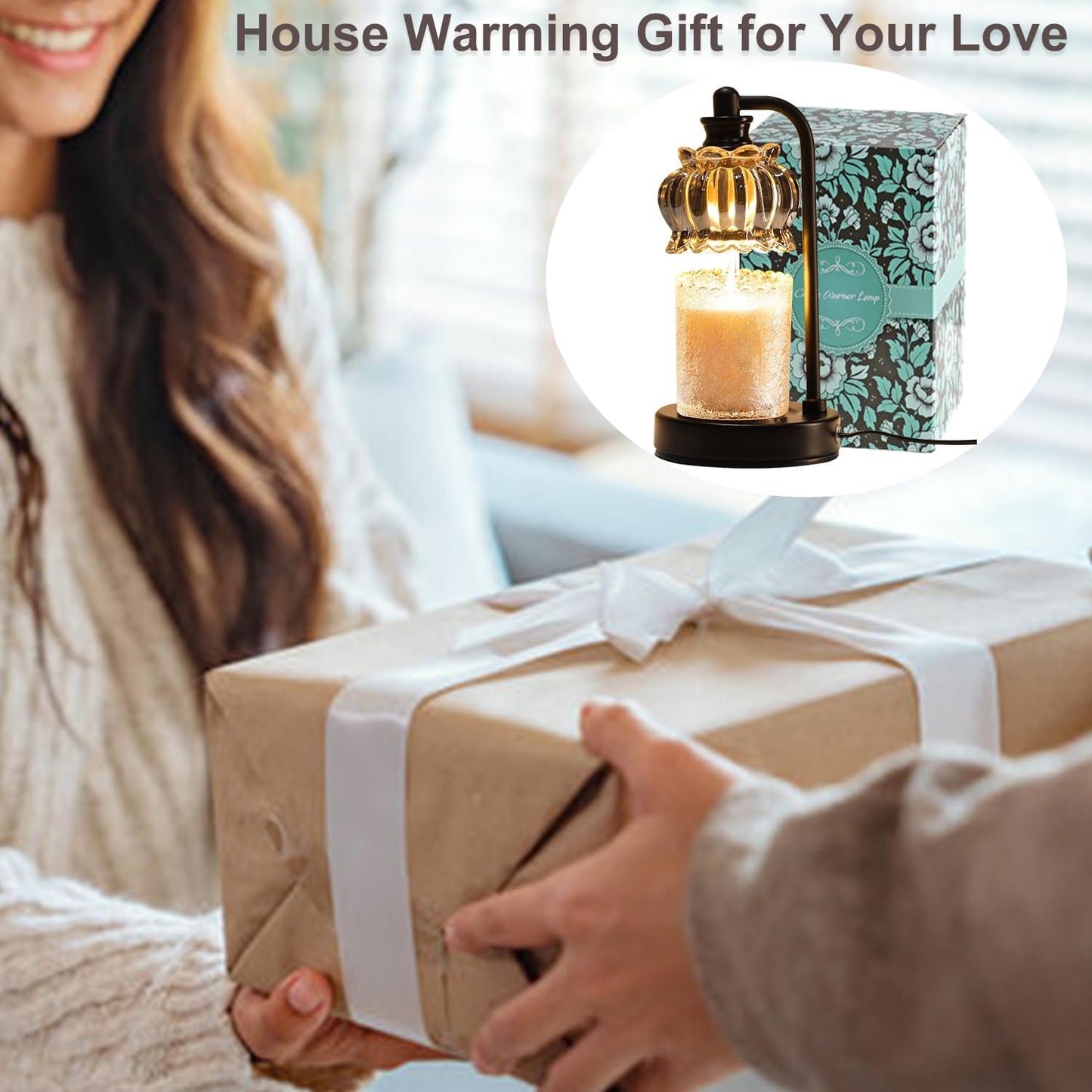 Candle Warmer Lamp with Timer, Dimmable Candle Lamp Wax Melt Warmer with 2 Bulbs, Electric Candle Warmer Lamp for Bedroom Living Room House Warming Gifts for Women Mom
