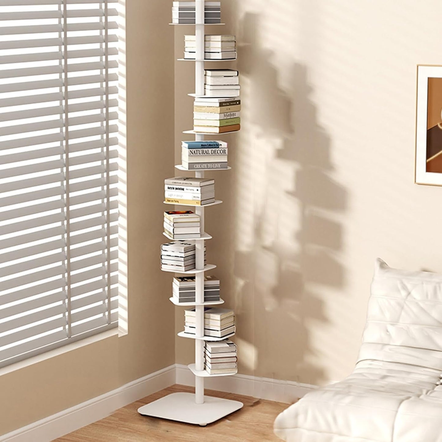 Vertical Bookshelf for Home，Simple Narrow Metal Bookshelf , Multipurpose Corner Bookshelf Tall , Narrow Ladder Bookcase Ideal Book Display，Narrow Ladder Bookcase,invisible Floating Bookshelf(192cm/72.