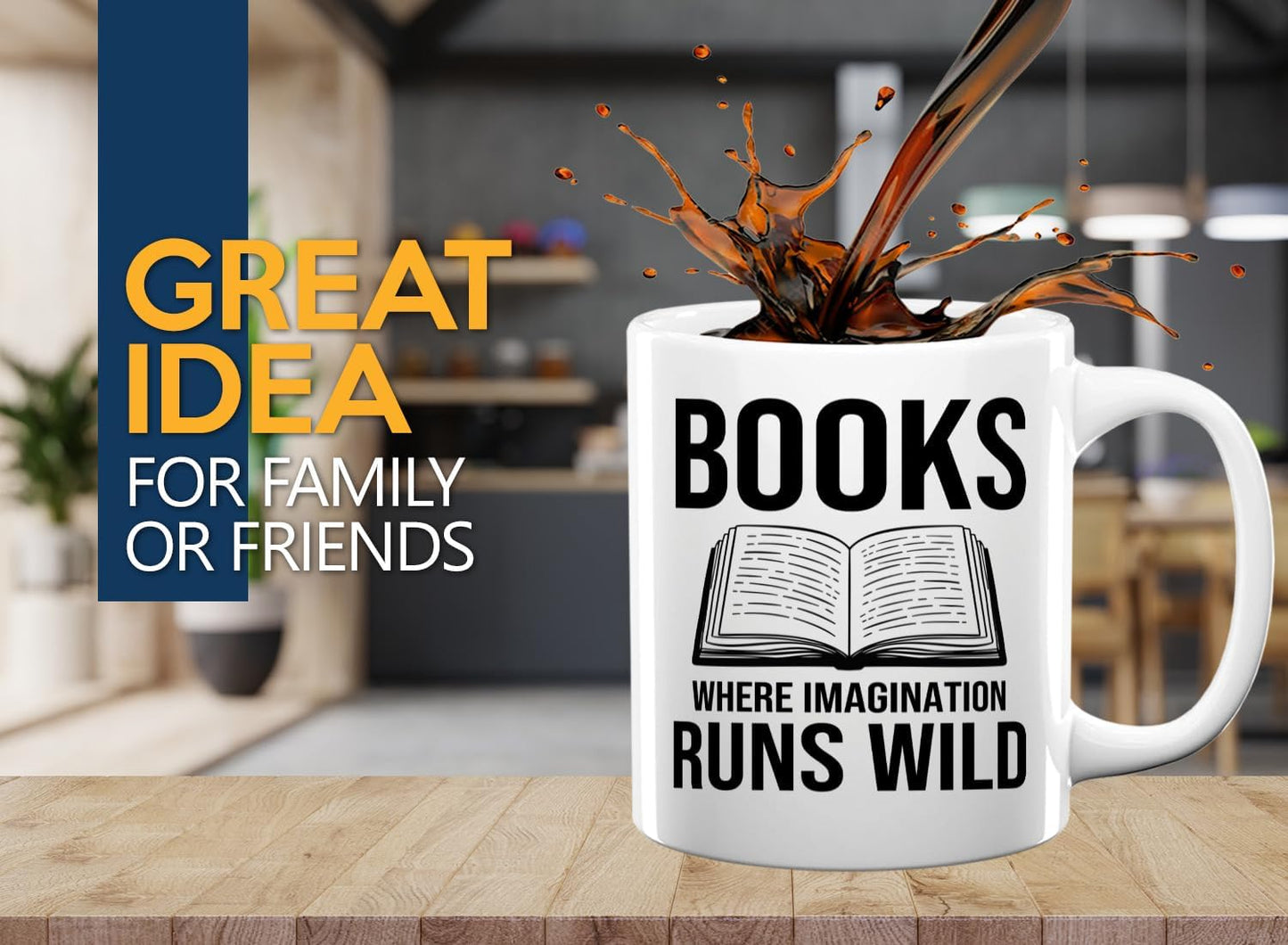 Book Lover Coffee Mug 11oz White -Books Where Imagination - Bookworm Literature Library Book Lover Reader Booked Editor Intellectual Studious