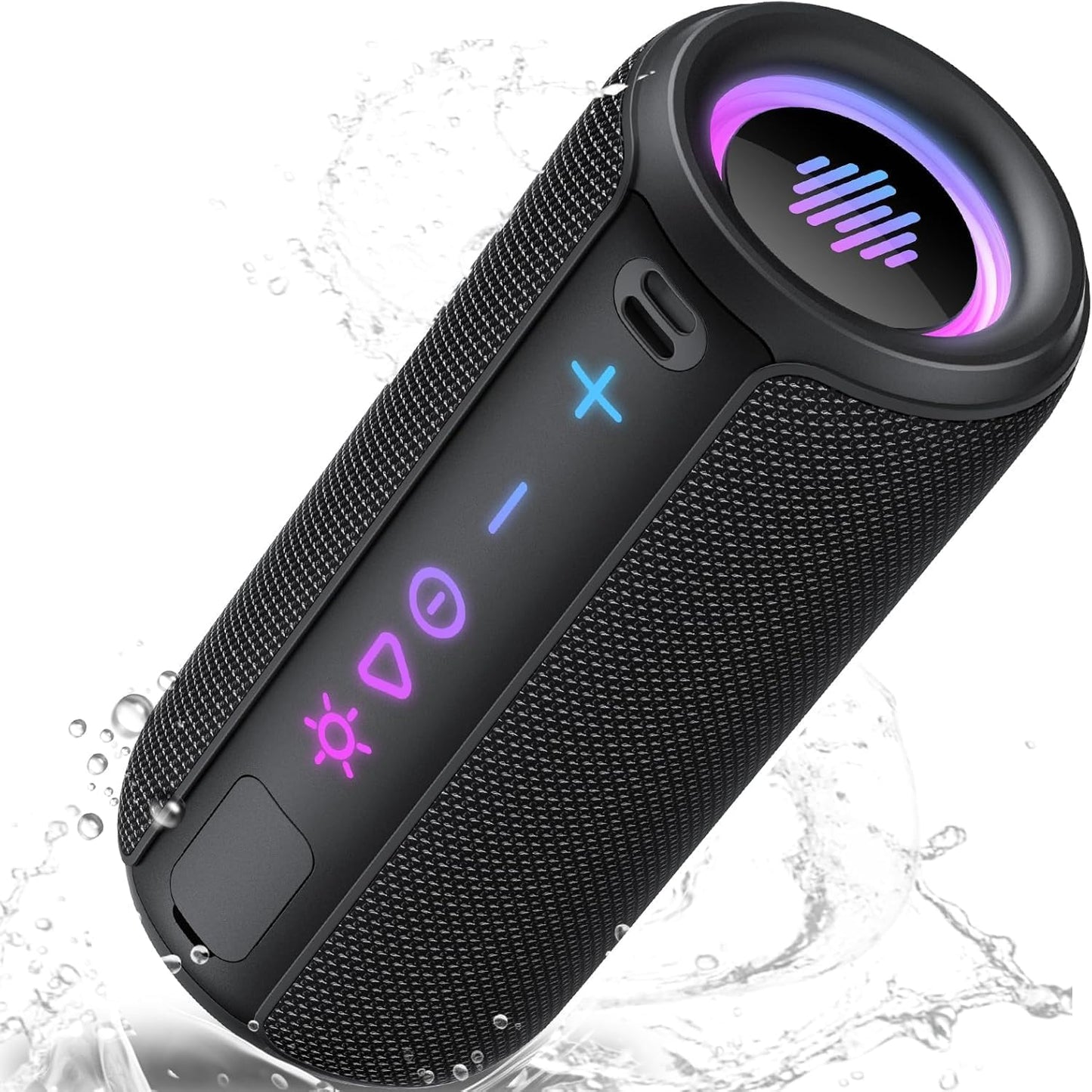 TIMU Portable Bluetooth Speaker, Powerful Sound Wireless Speaker: Boost Bass, Bluetooth 5.4, 24H Playtime, 8 RGB Modes, IPX7 Waterproof, TWS Pairing, for Outdoor/Home/Party, Gift Ideas（Black）