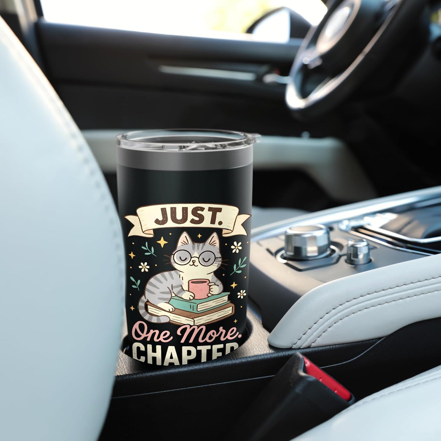 Book Lover Cute Cat Coffee Just 1 More Chapter Cozy Reading Stainless Steel Insulated Tumbler