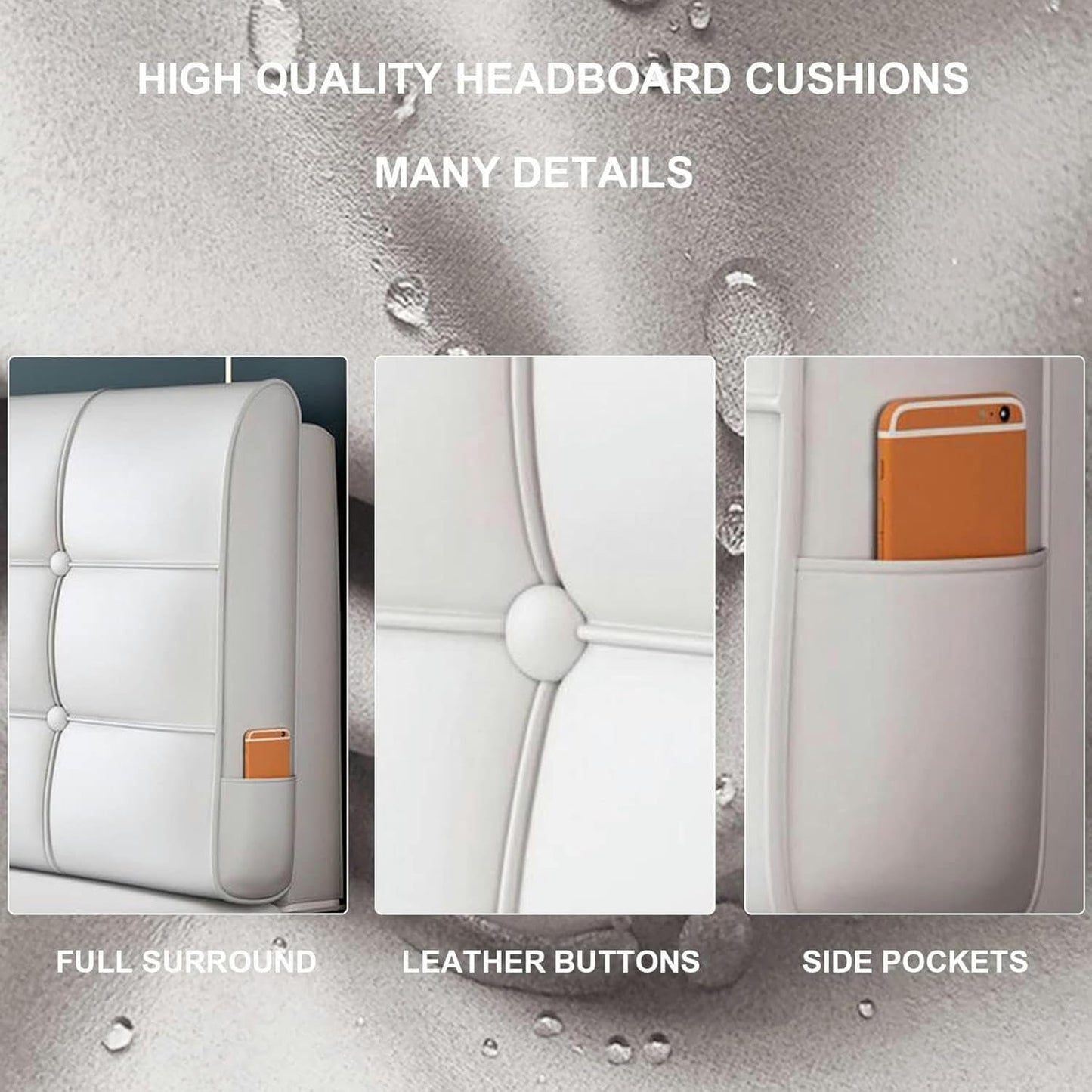 Leather Headboard Pillow,Solid Color Rectangle Headboard Reading Pillow,Headboard Upholstered Bed Backrest Large Bolster Wedge Pillowboard Headboard