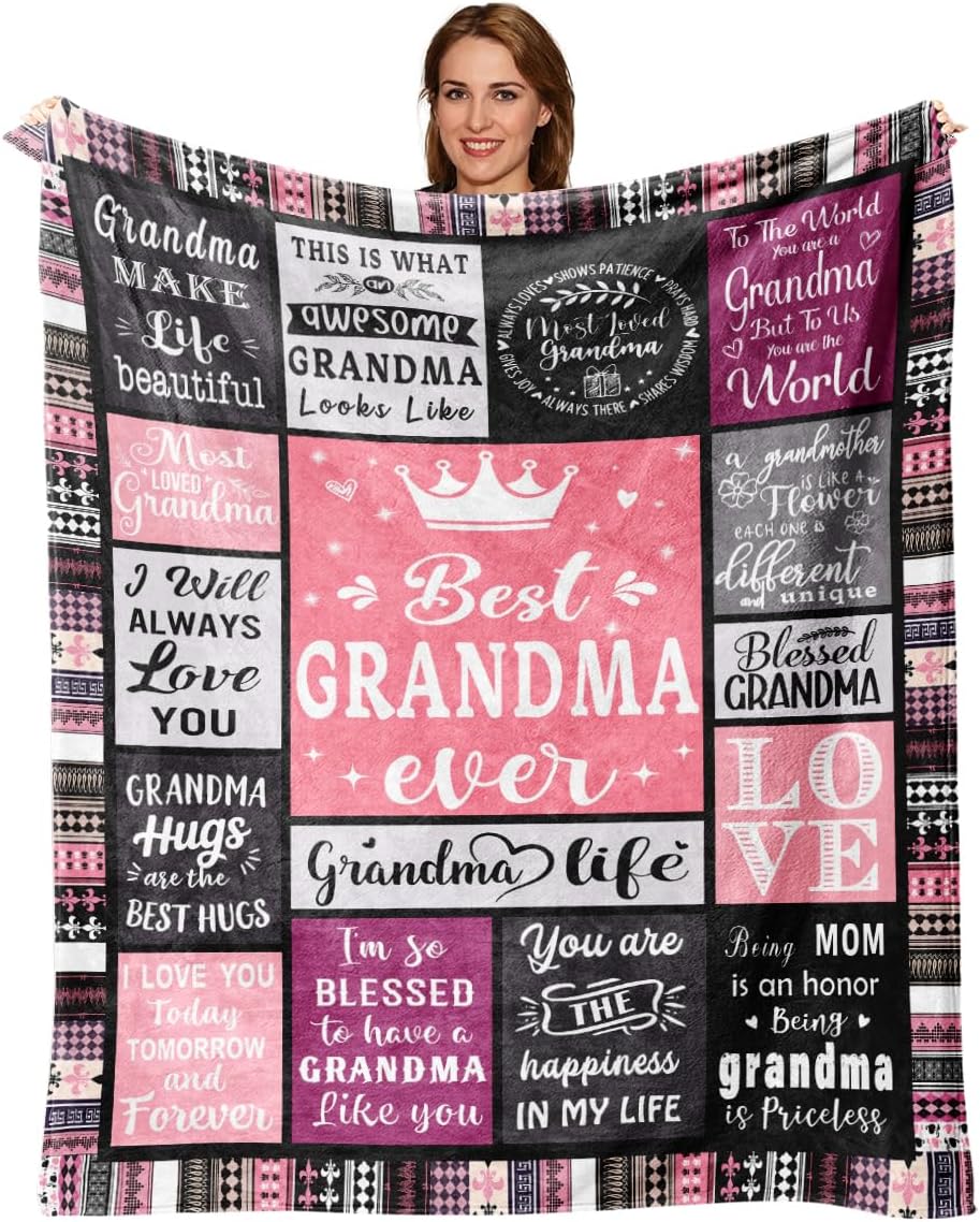 Funny Grandma Birthday Gifts, to My Grandmother Throw Blanket 80" x 60", Gift for Grandmas from Grandkids, Grandmas Gifts for Christmas Mothers Day, Super Soft Blanket for Grandmother