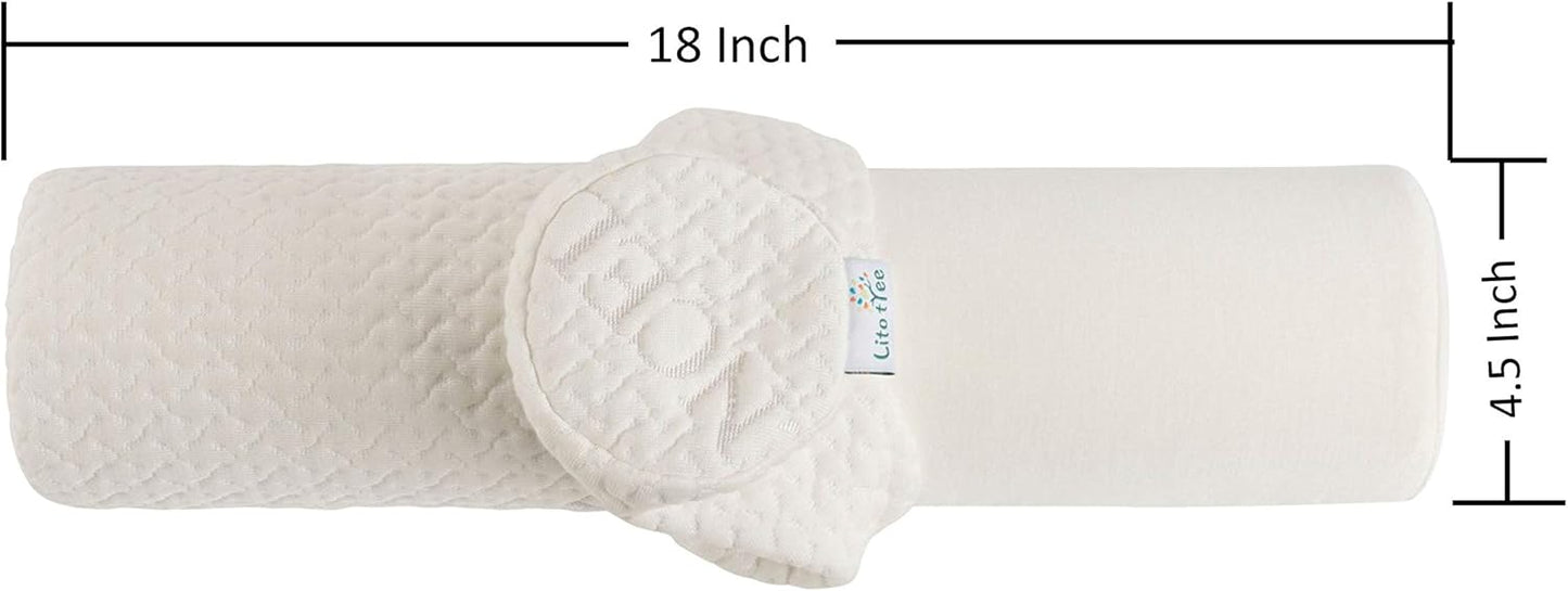 Support Neck Roll Pillow - Cervical Bolster with Comfort Memory Foam Support for Spine, Neck, Back, Lumbar - Removable Washable Soft Cover- 18 x 4.5 inch for Stress Pain Relief