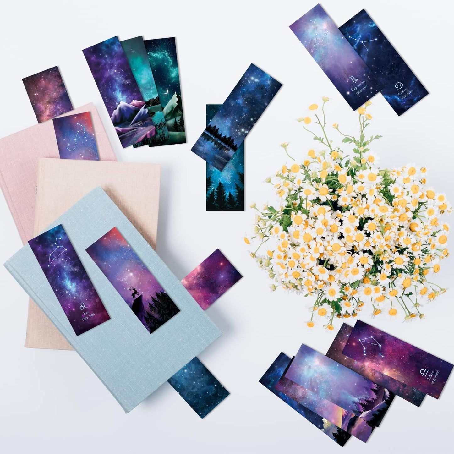 VOCHIC 12 Pcs Personalised Space Starry Night Bookmarks, Bulk Book Marks for Women/Men, Unique Zodiac Constellaion Bookmark for Book Lovers, Cool Book Mark for Adults,VBS Theme Gift