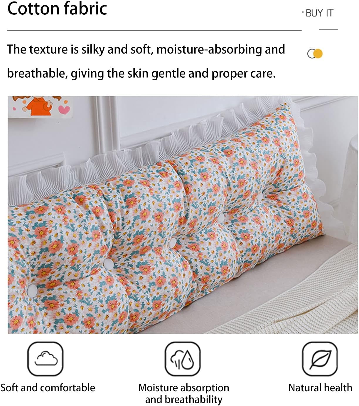 Large Bolster Upholstered Headboard Reading Pillow with Lacy, Positioning Support Backrest Cushion, for Day Bed Bunk Bed Removable Cover (Color : E, Size : 1005015CM)