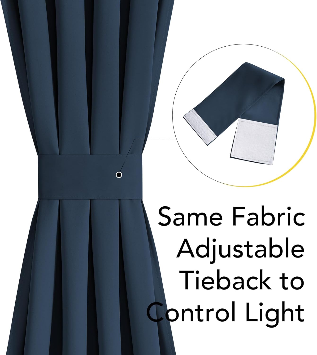 NICETOWN 100% Blackout Door Curtain Thermal Insulated Privacy Curtain for French Front Door with Adjustable Tieback, Room Darkening Window Covering for Kitchen, W30 x L72, 1 Panel, Navy