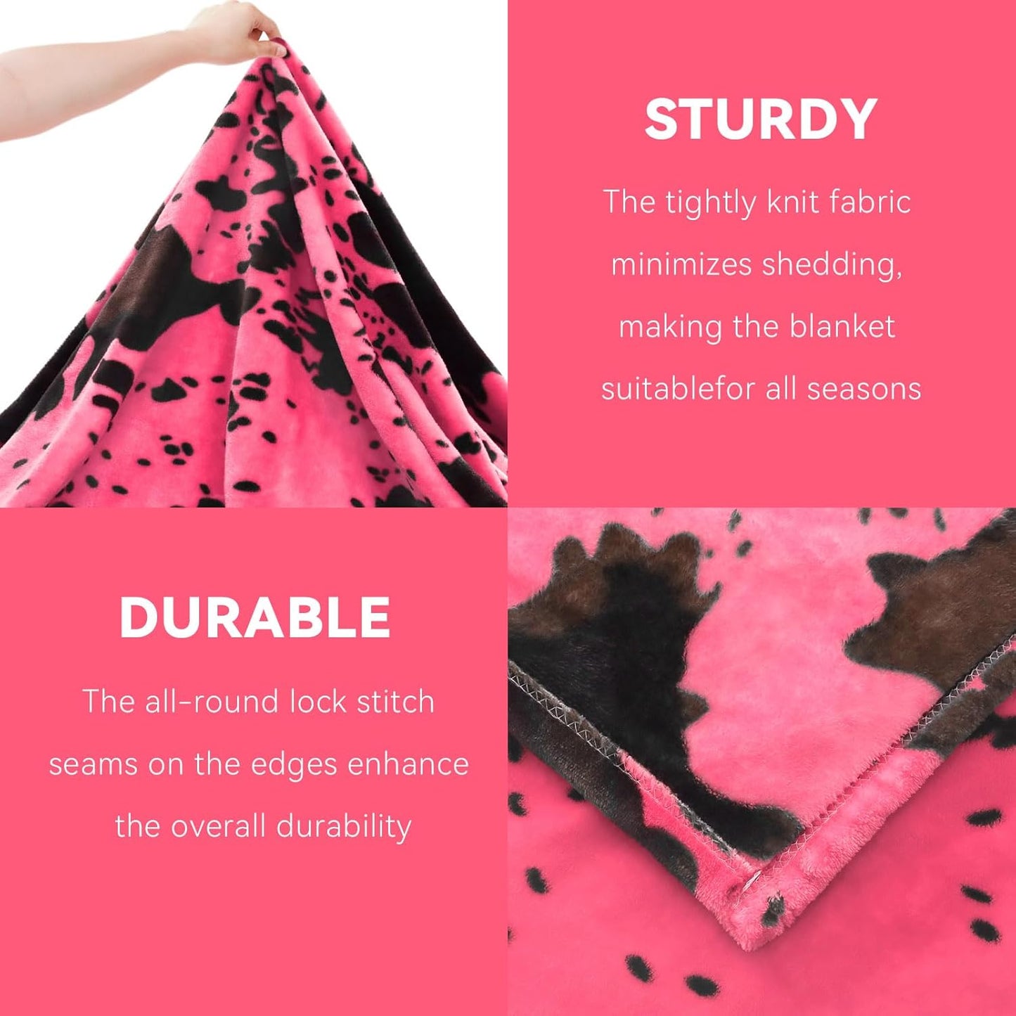 Hot Pink Throw Blanket for Women, Soft Warm Cozy Fleece Blanket for Teenage Girl Dorm Bedroom Y2K Room Decor, Cute Pink Gifts for Birthday, Graduations, Mother’s Day & Easter, 50x60 Inches