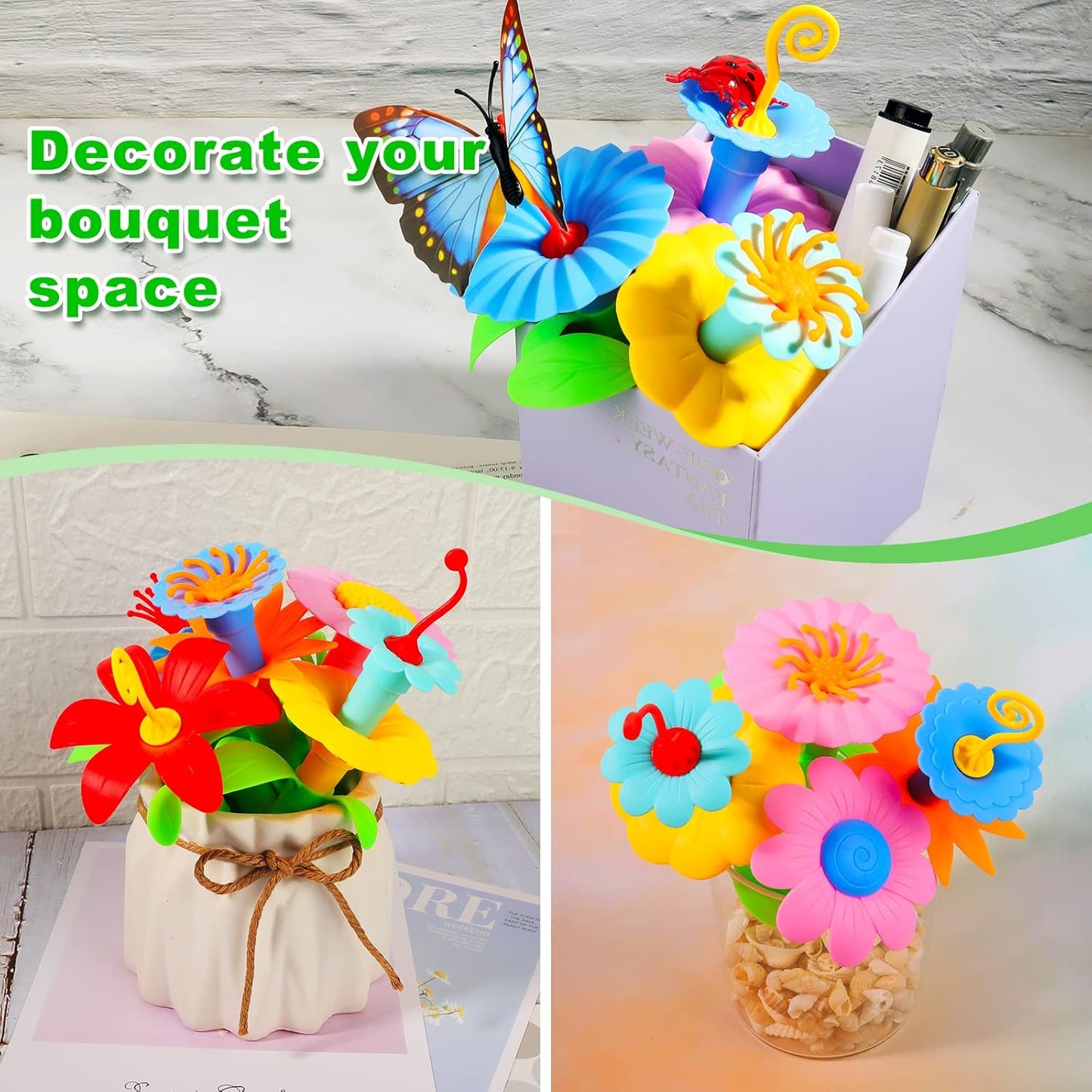 Birthday Toys Gifts for 2 3 4 5 6 Years Old Toddler Girls Boys, 156 PCS Insect Flower Garden Building Educational STEM Pretend Play Gardening Set,Easter Basket Stuffers Gifts for Preschool Kids Age 2+