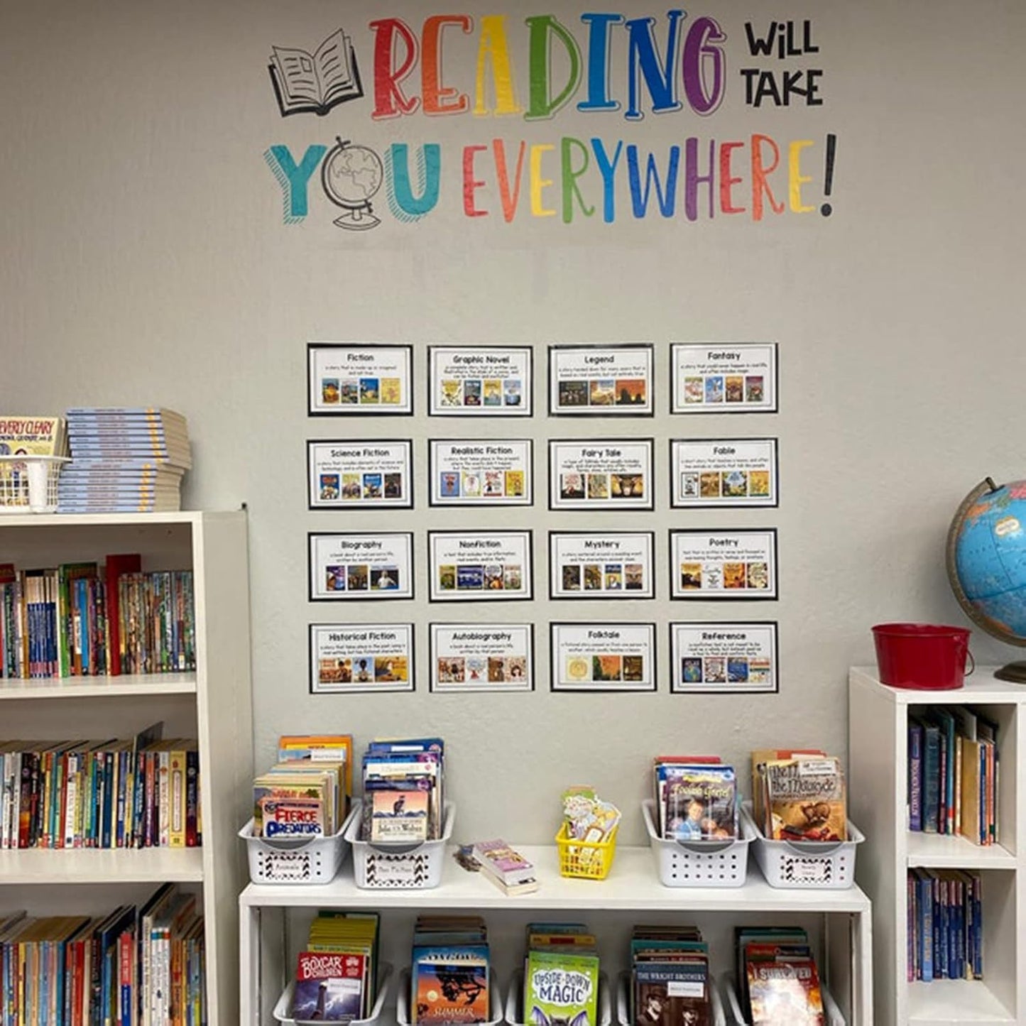 Reading Will Take You Everywhere Inspirational Quote Wall Decal Sticker, Motivational Phrase Nursery Decoration Classroom Bedroom Playroom Art, Kid Study Room Library Wall Sticker Decor