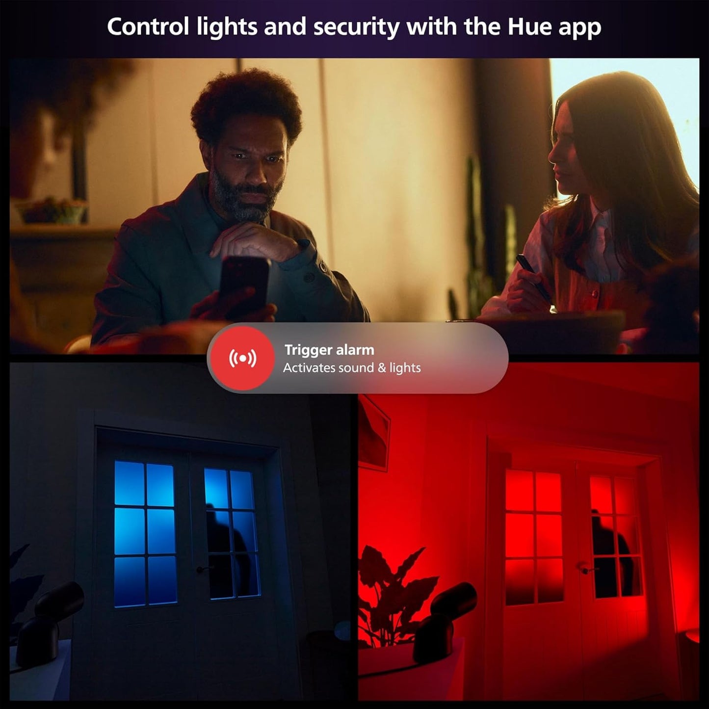 PHILIPS Hue Secure Wired Smart Home Security Camera, Black, 1 Pack, 1080P HD, Night Vision Camera, Motion Detection Home Security System, Two-Way Talk, Indoor/Outdoor, Weatherproof, Works with Hue App