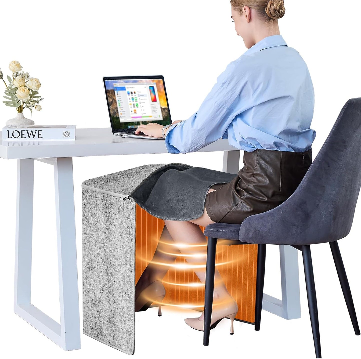 Under Desk Heater Leg Feet Foot Warmer,Personal Portable Space Heaters Quiet Small For Office Home Indoor Use Large Room,Electric Energy Efficient,Essentials Supplies For Women Grey