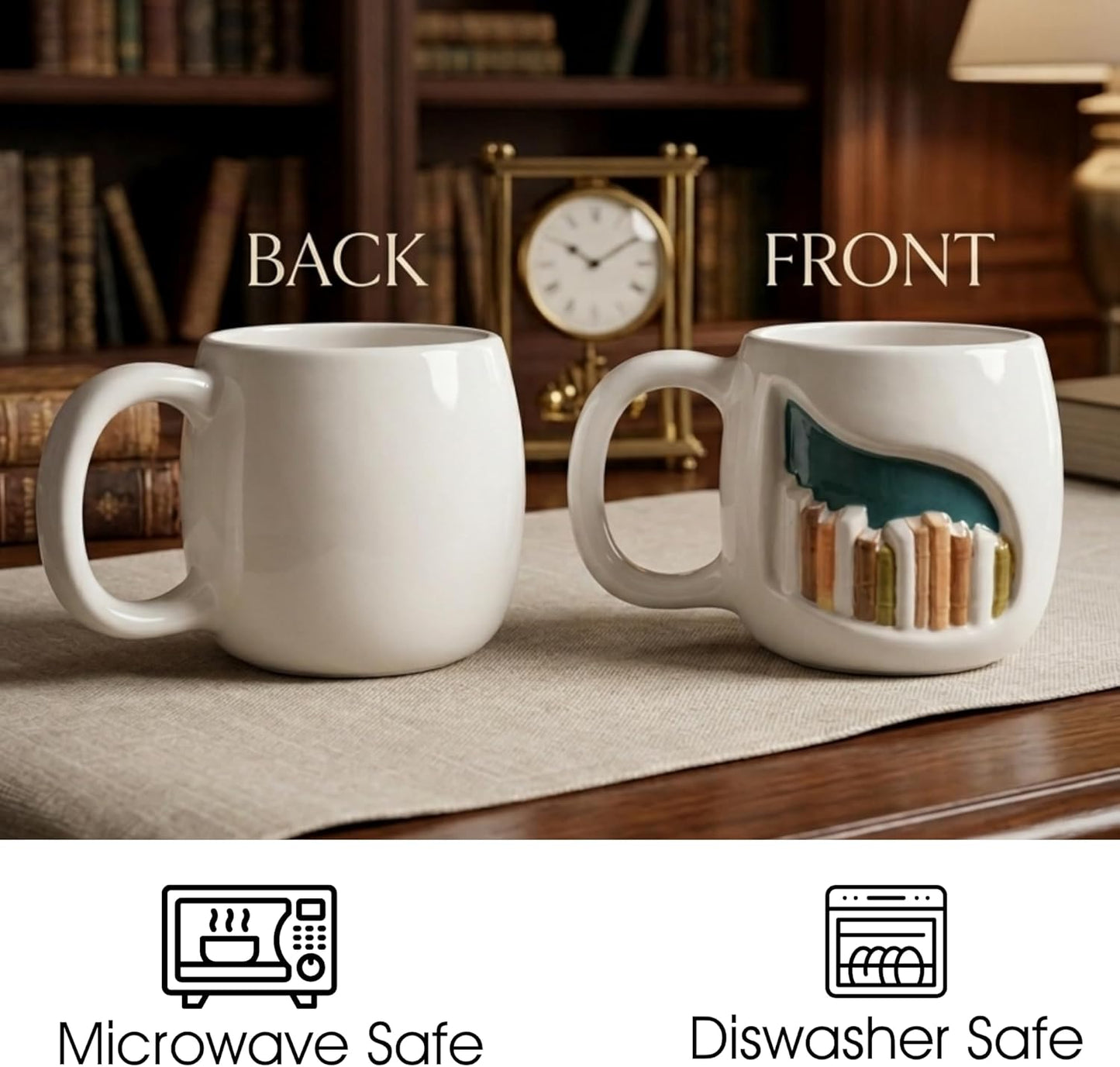 Real Ceramic 3D Book Mugs For Book Lovers Gifts For Readers Women, Unique 3D Bookshelf Mug 14Oz - A Library Shelf Cup, Gift For Writers And Authors - Bookish Gifts for Mom/Dad/Son/Daughter/Friend